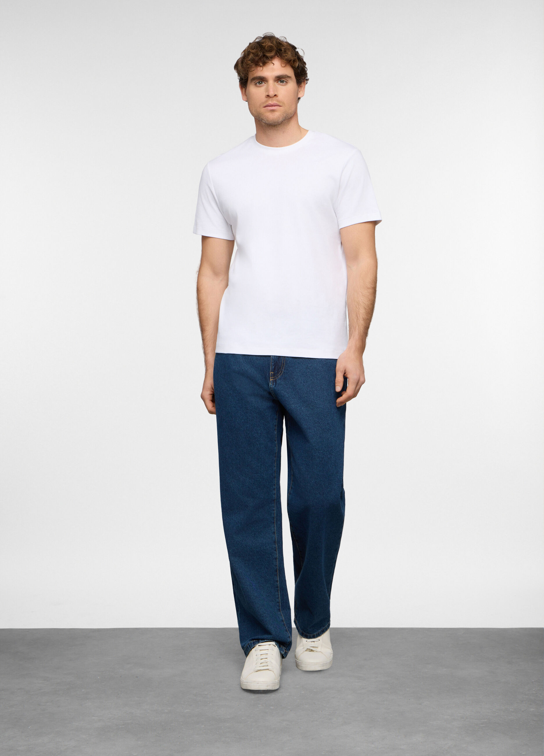 Jeans loose fit in denim di cotone uomo_0