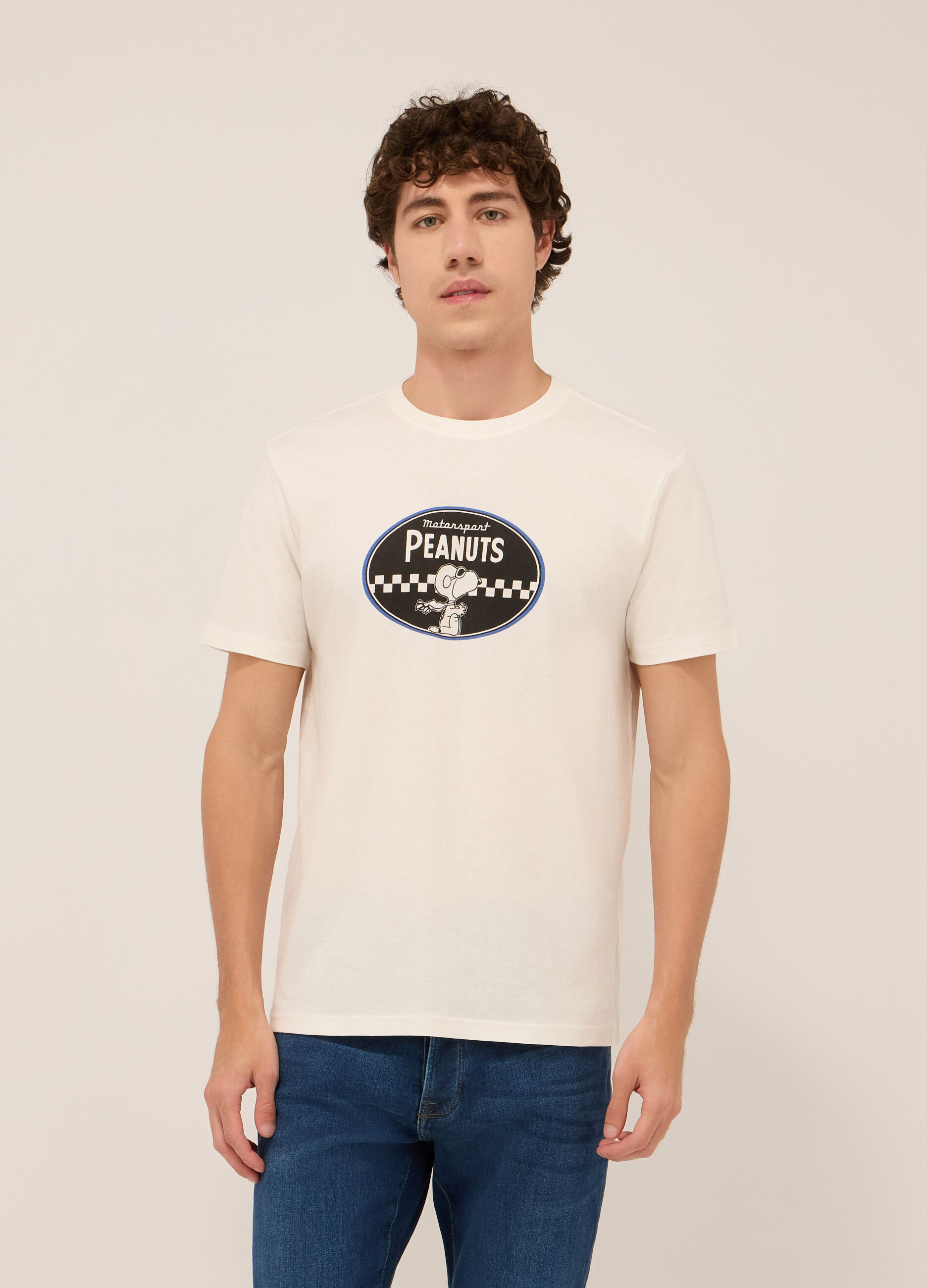 T-shirt in jersey di cotone con stampa uomo_0