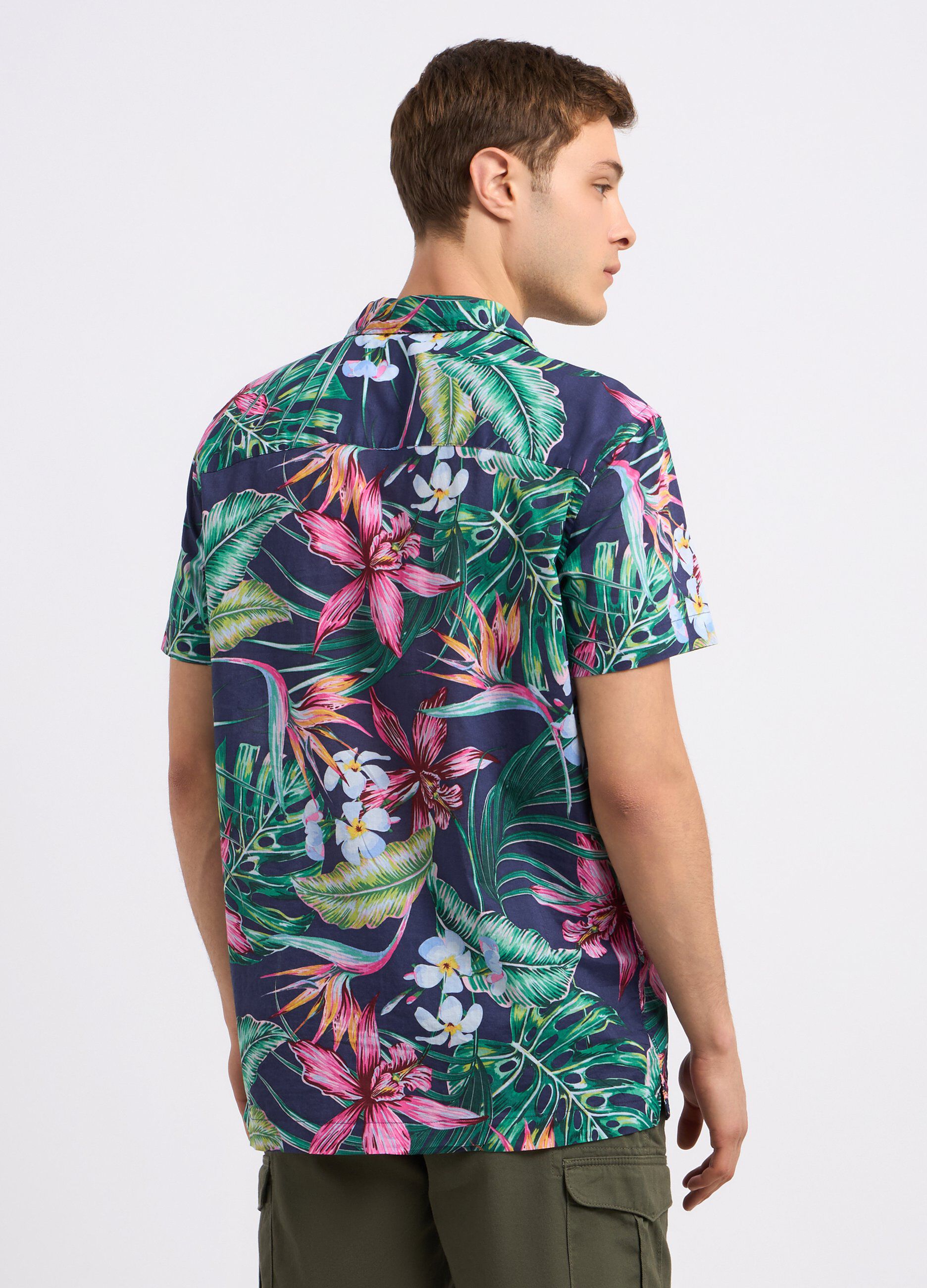 Camicia in puro cotone con stampa uomo_1