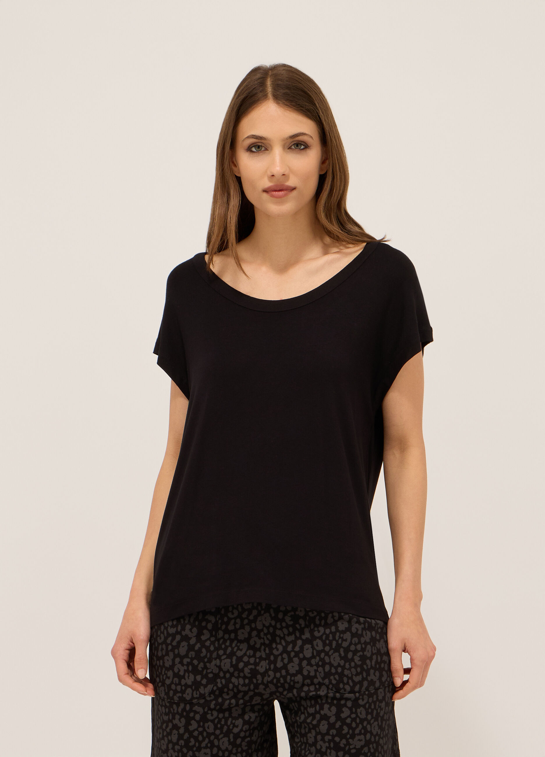 T-shirt in jersey di viscosa stretch donna_0
