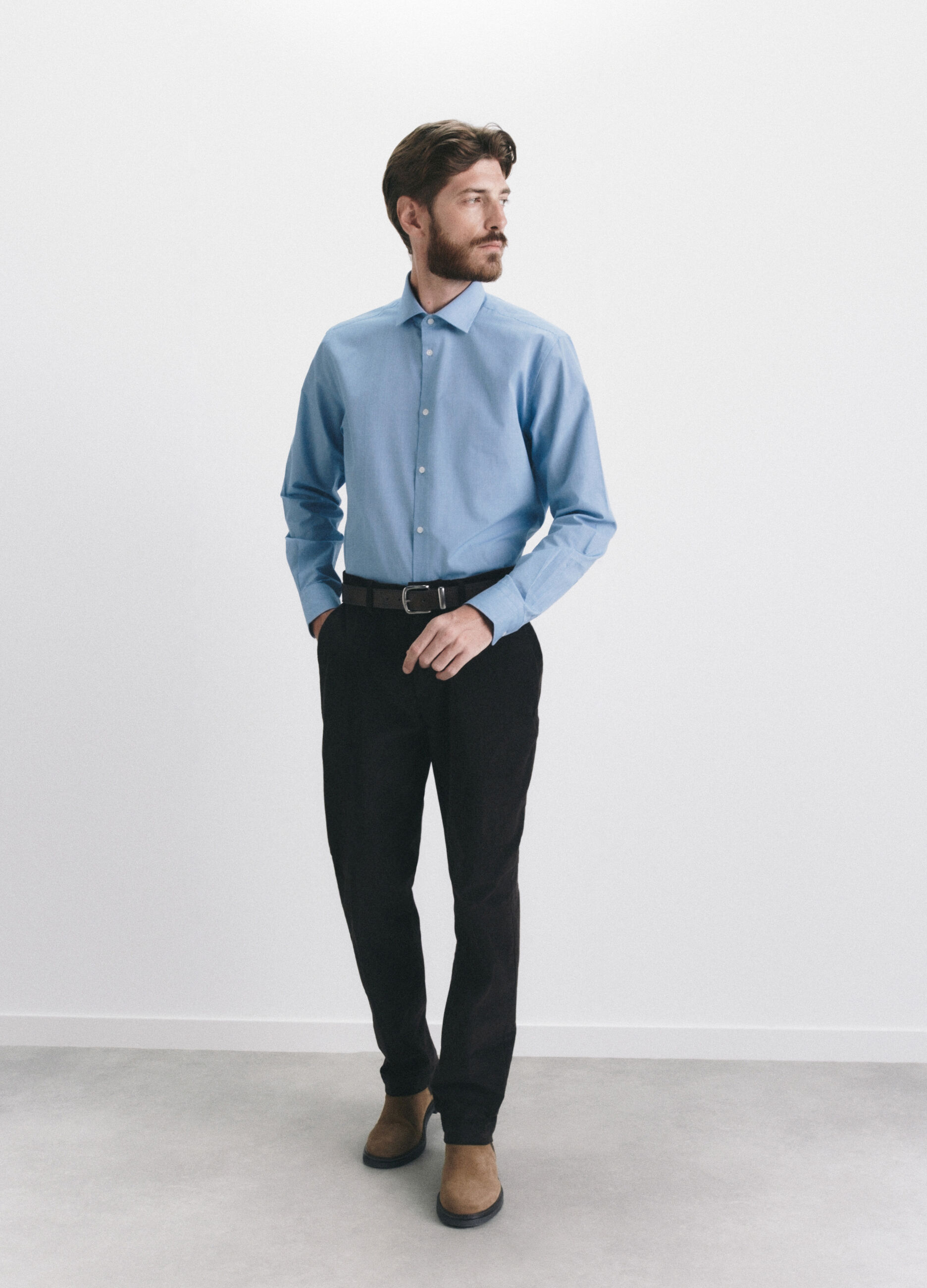 Camicia regular fit in tessuto a quadretti uomo_0