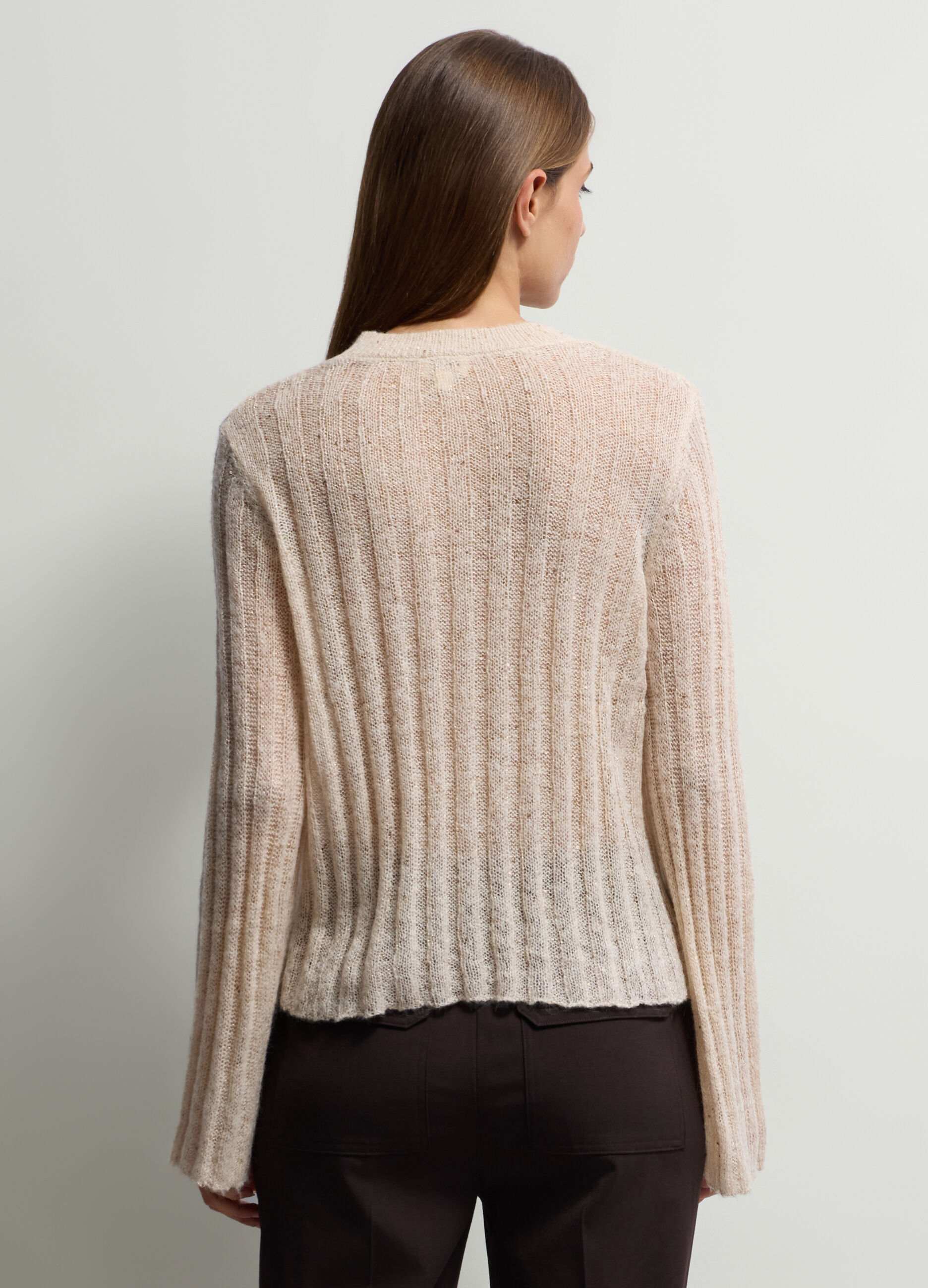 Pullover girocollo in costina donna_1
