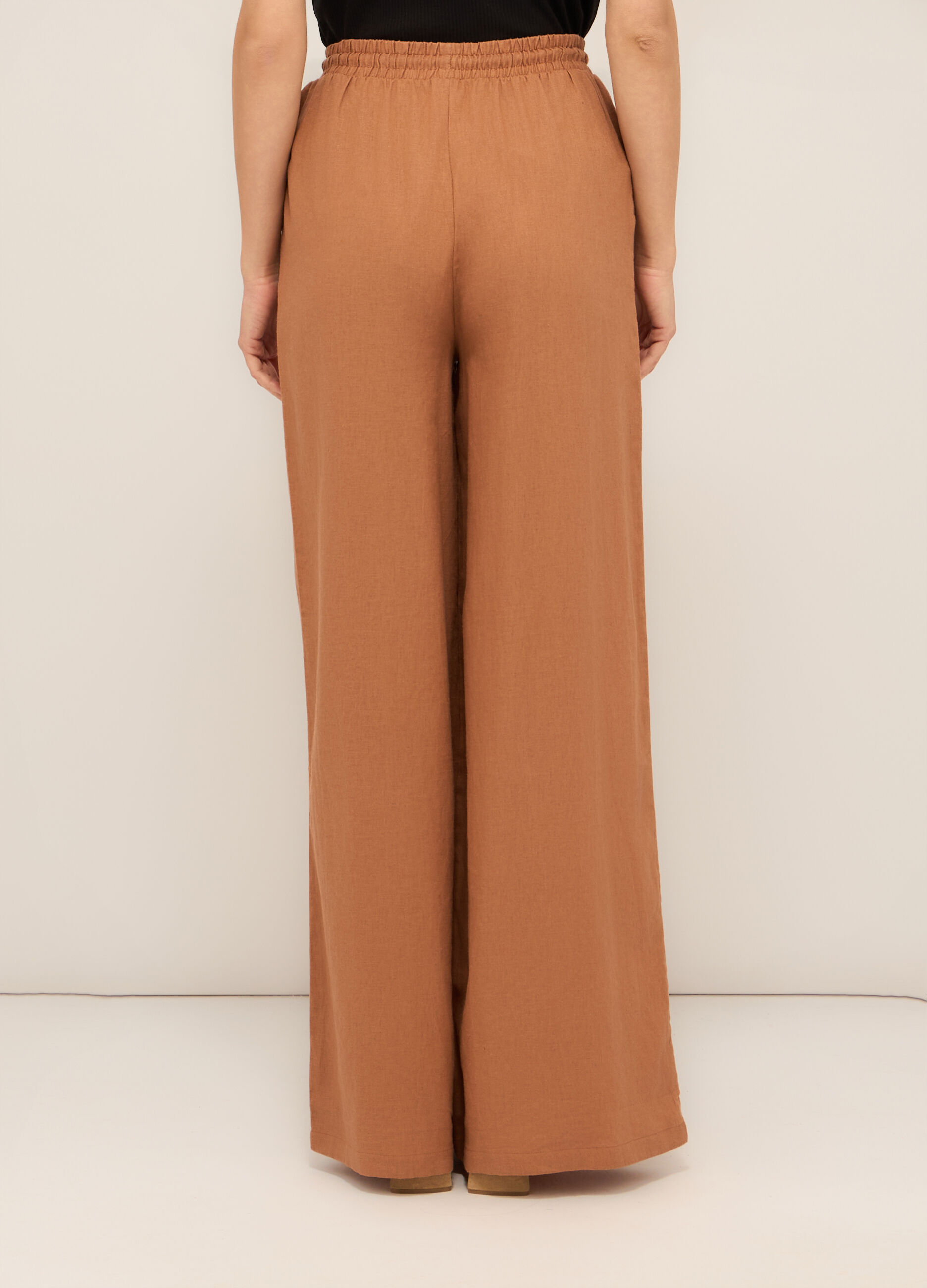 Pantaloni palazzo misto lino donna_1