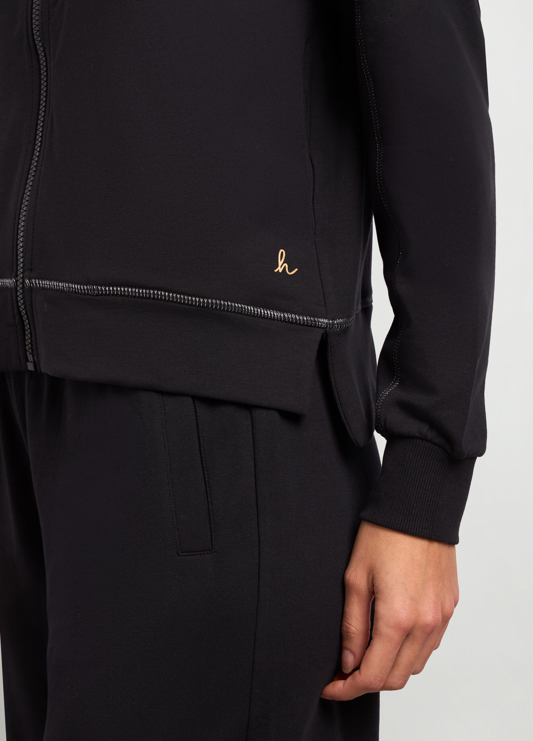 Felpa full zip a collo alto in cotone donna_2