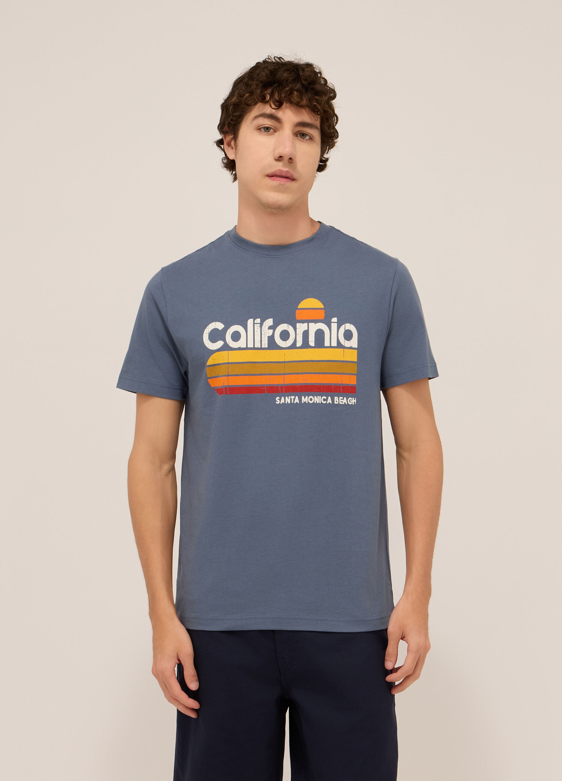 T-shirt in jersey di cotone con stampa uomo_0