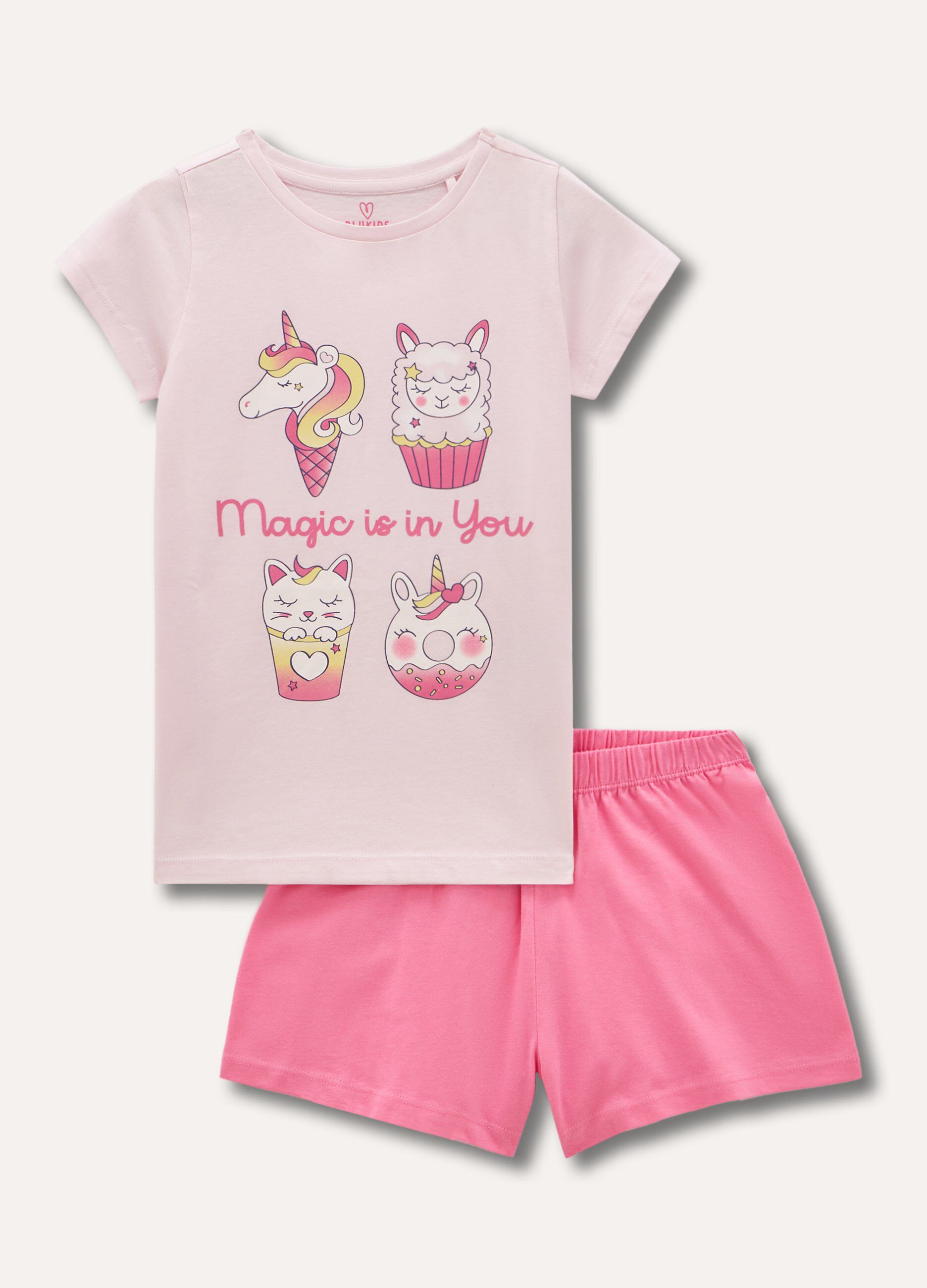 Set pigiama corto in puro cotone bambina_0