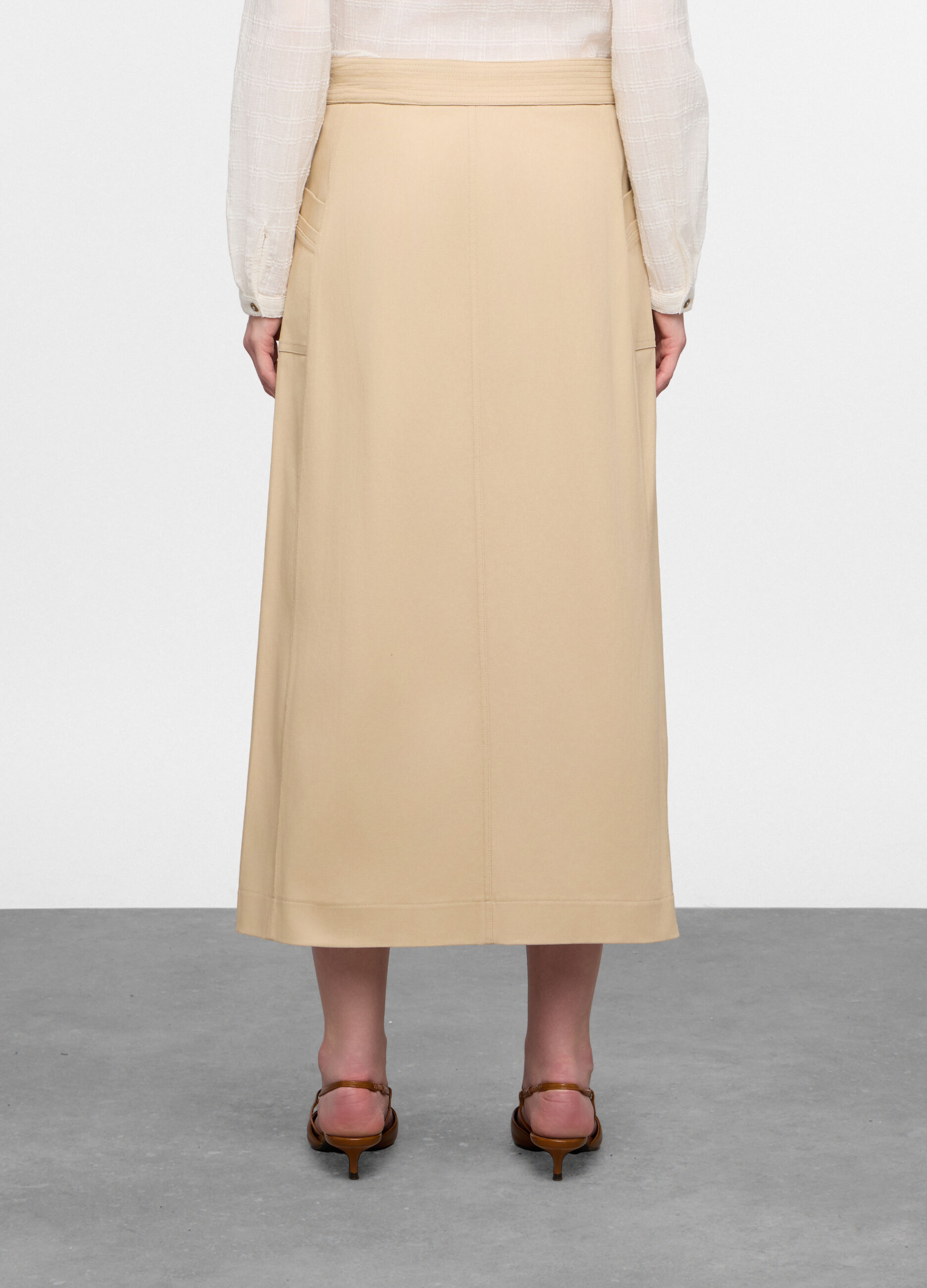 Gonna lunga in twill di cotone stretch donna_1