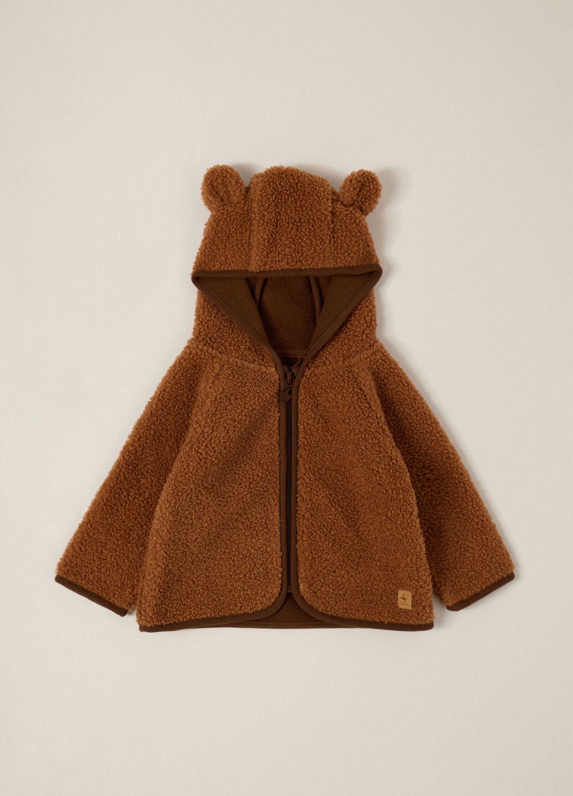 Giacca marrone in tessuto Sherpa per neonato_1