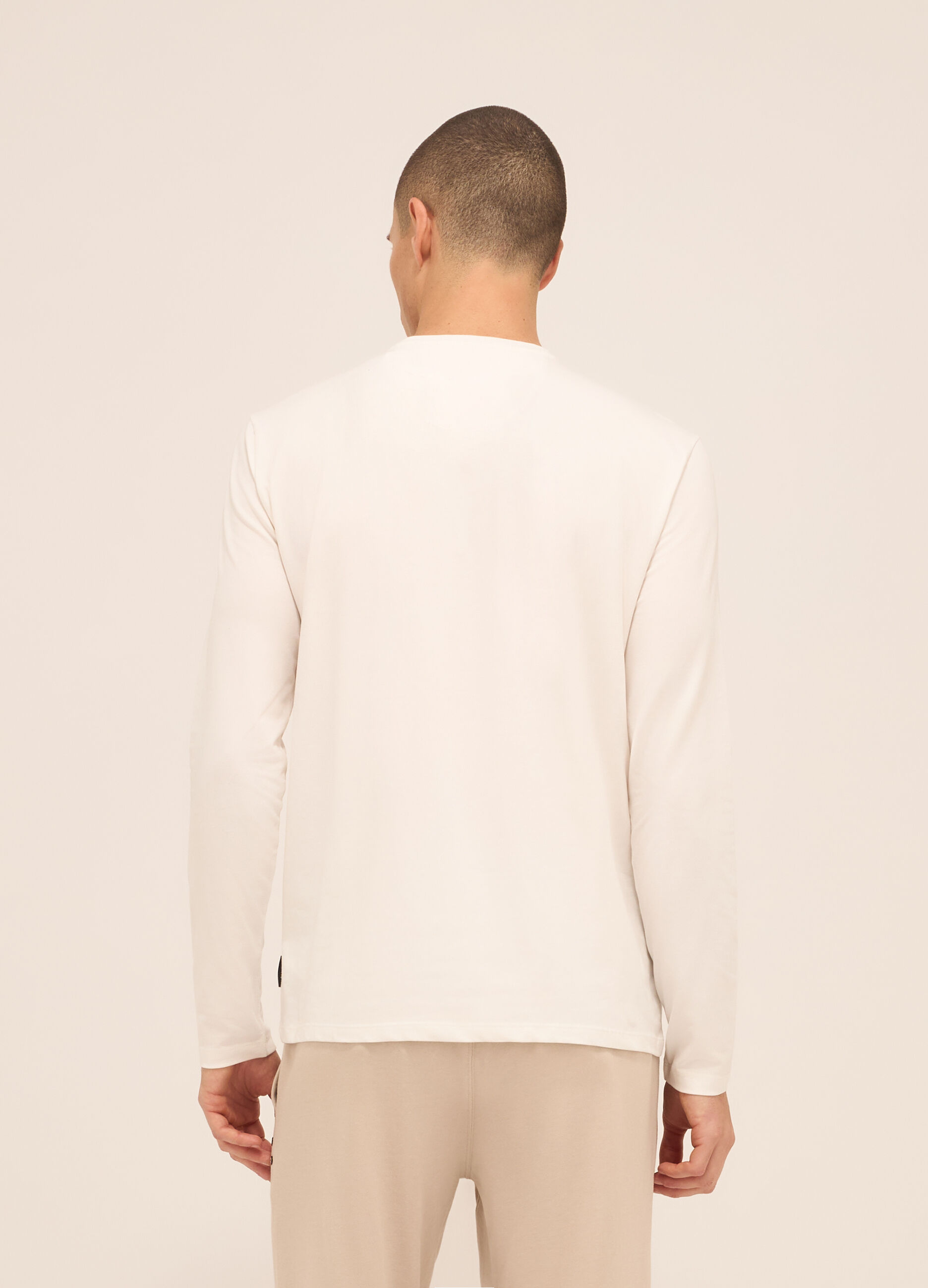 Maglia girocollo a maniche lunghe in cotone stretch uomo_1