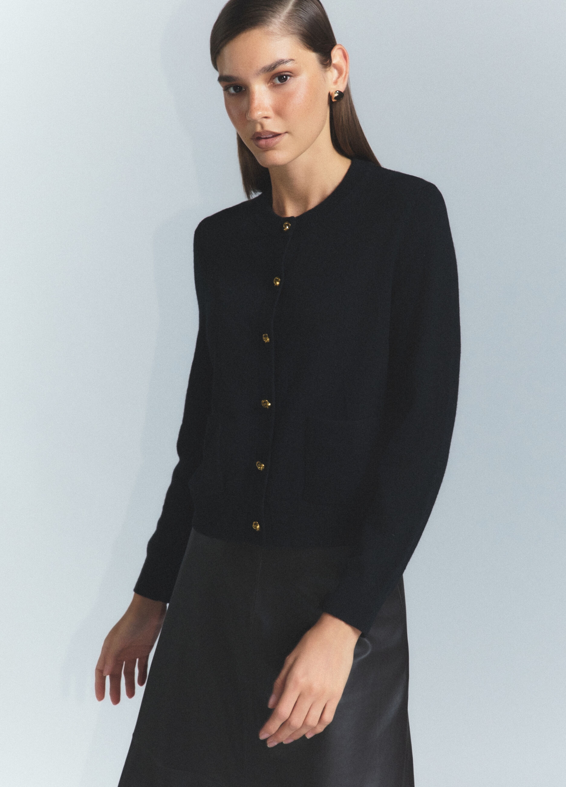 Cardigan girocollo rasato donna_1