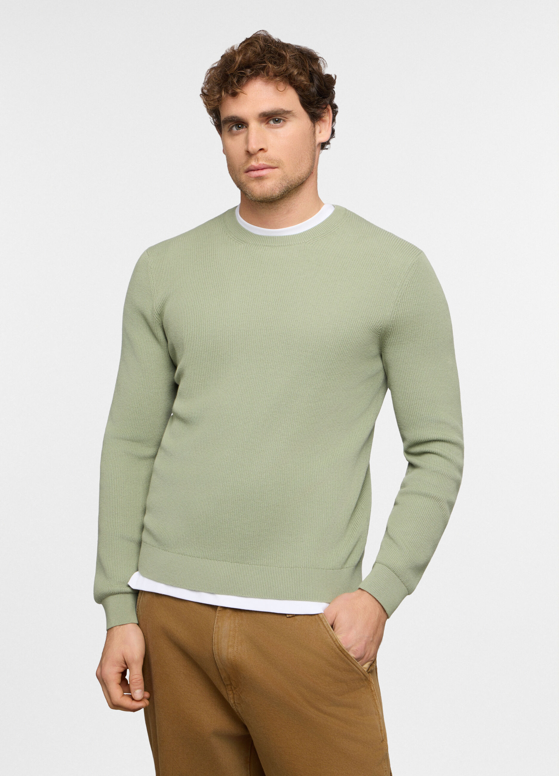 Maglione girocollo a mezza costa inglese uomo_0