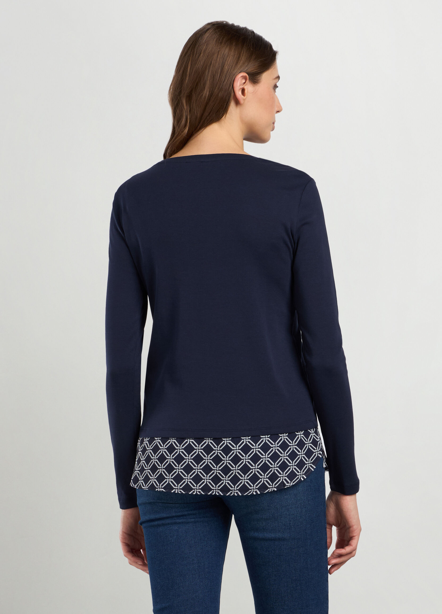 T-shirt a maniche lunghe in puro cotone donna_1