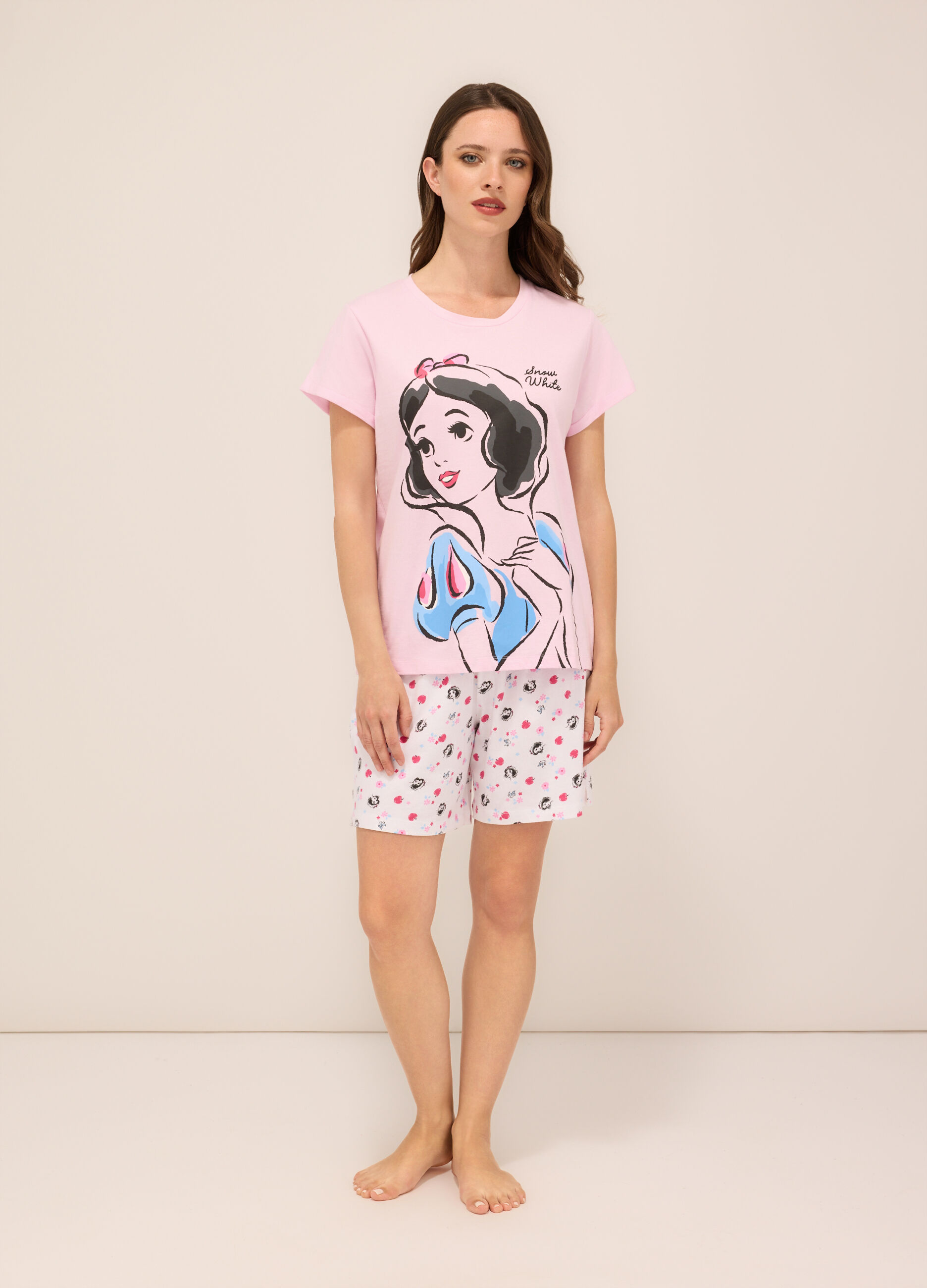 Set pigiama corto in puro cotone donna_0