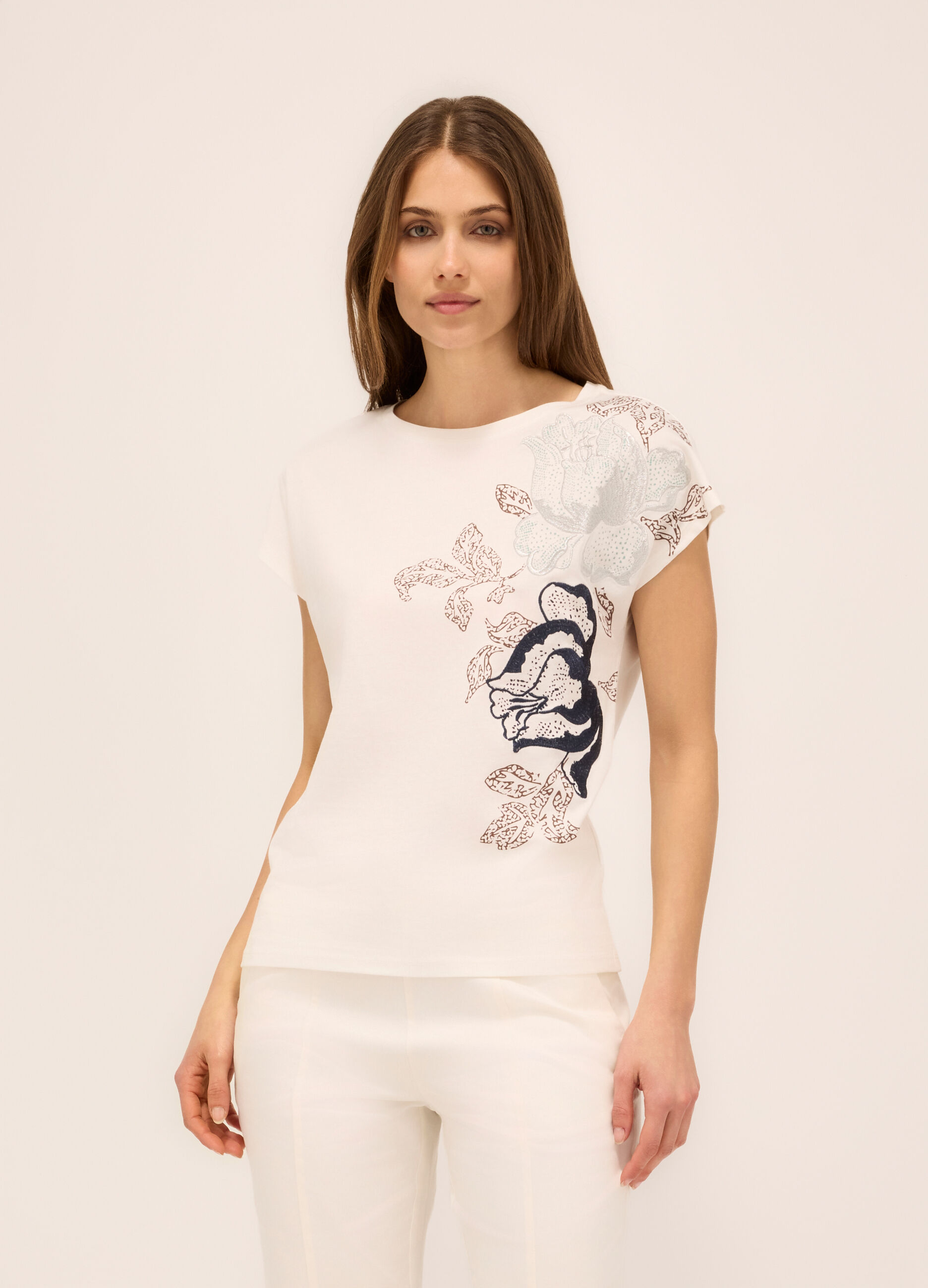 T-shirt in jersey di puro cotone donna_0