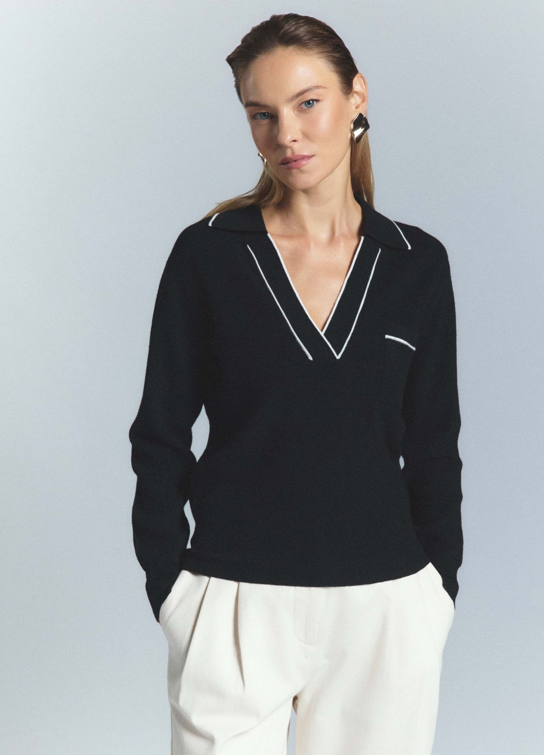 Polo in costina misto lana donna_1