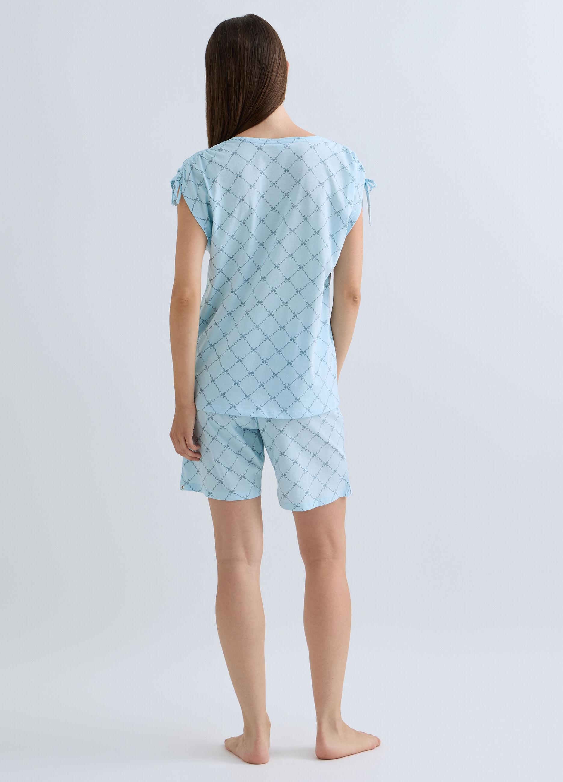 Pigiama corto in puro cotone donna_1