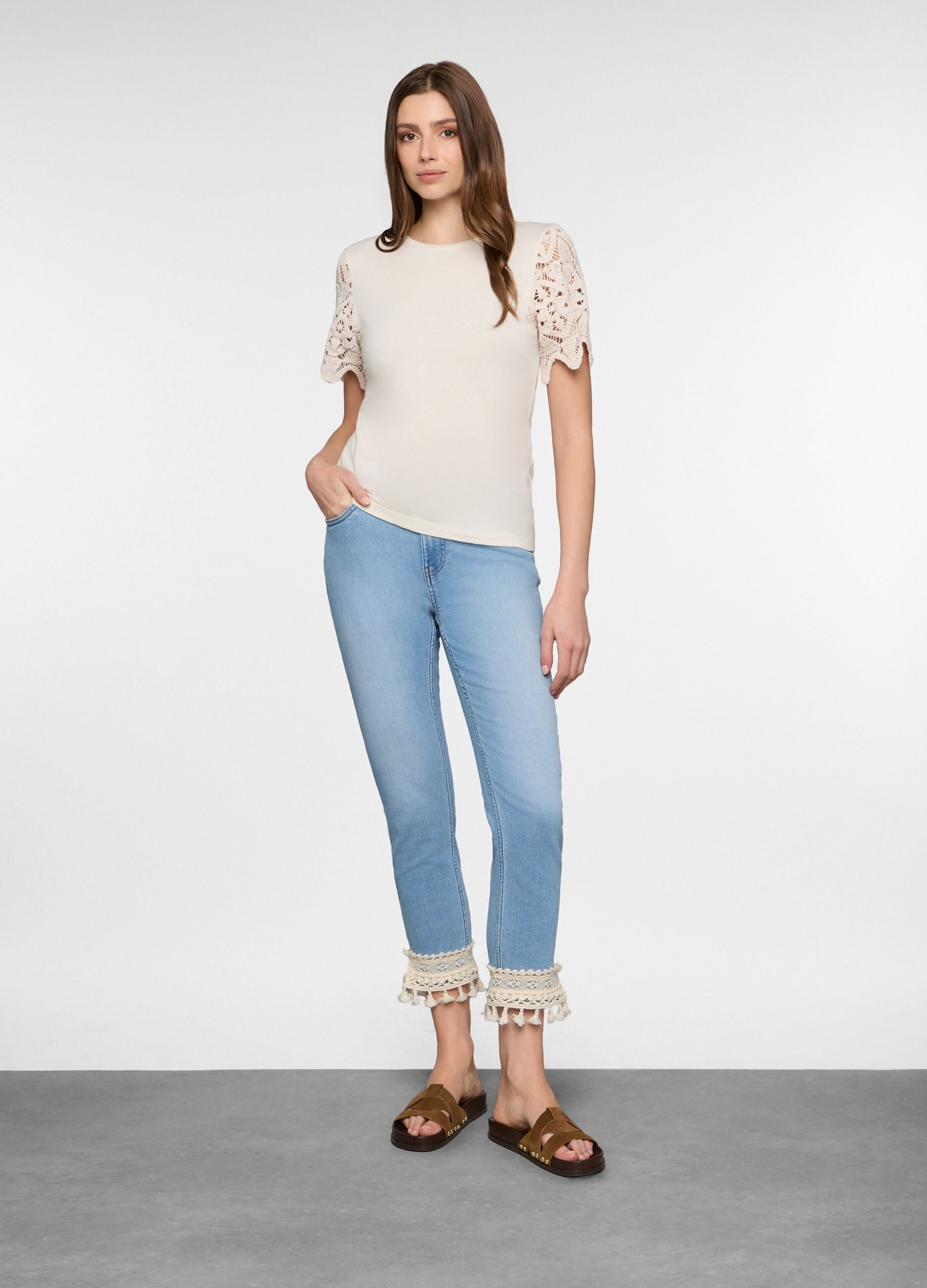 5 Tasche fit Slim in denim stretch con tape al fondo donna_0