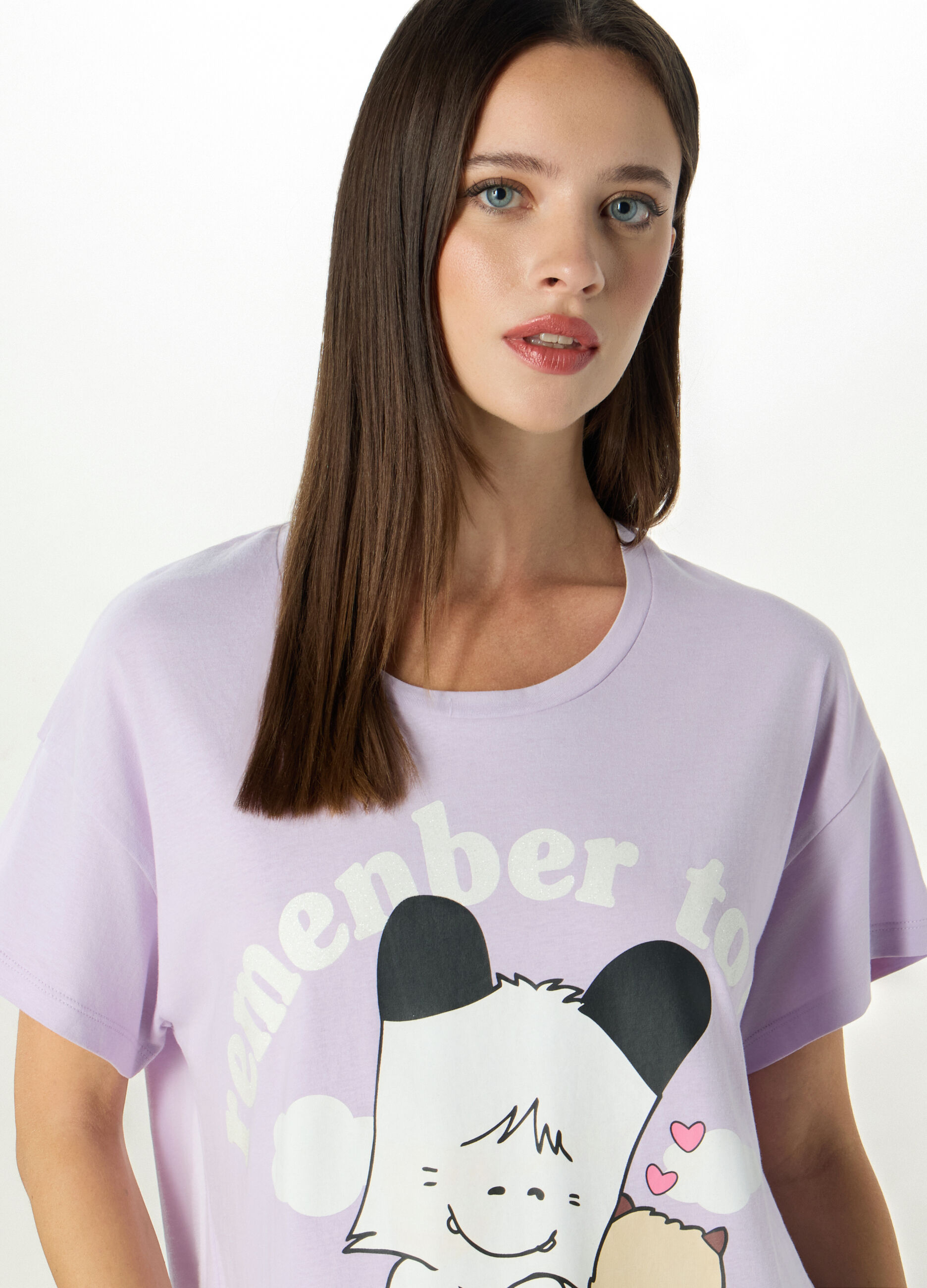 Camicia da notte maxi t-shirt in puro cotone donna_2