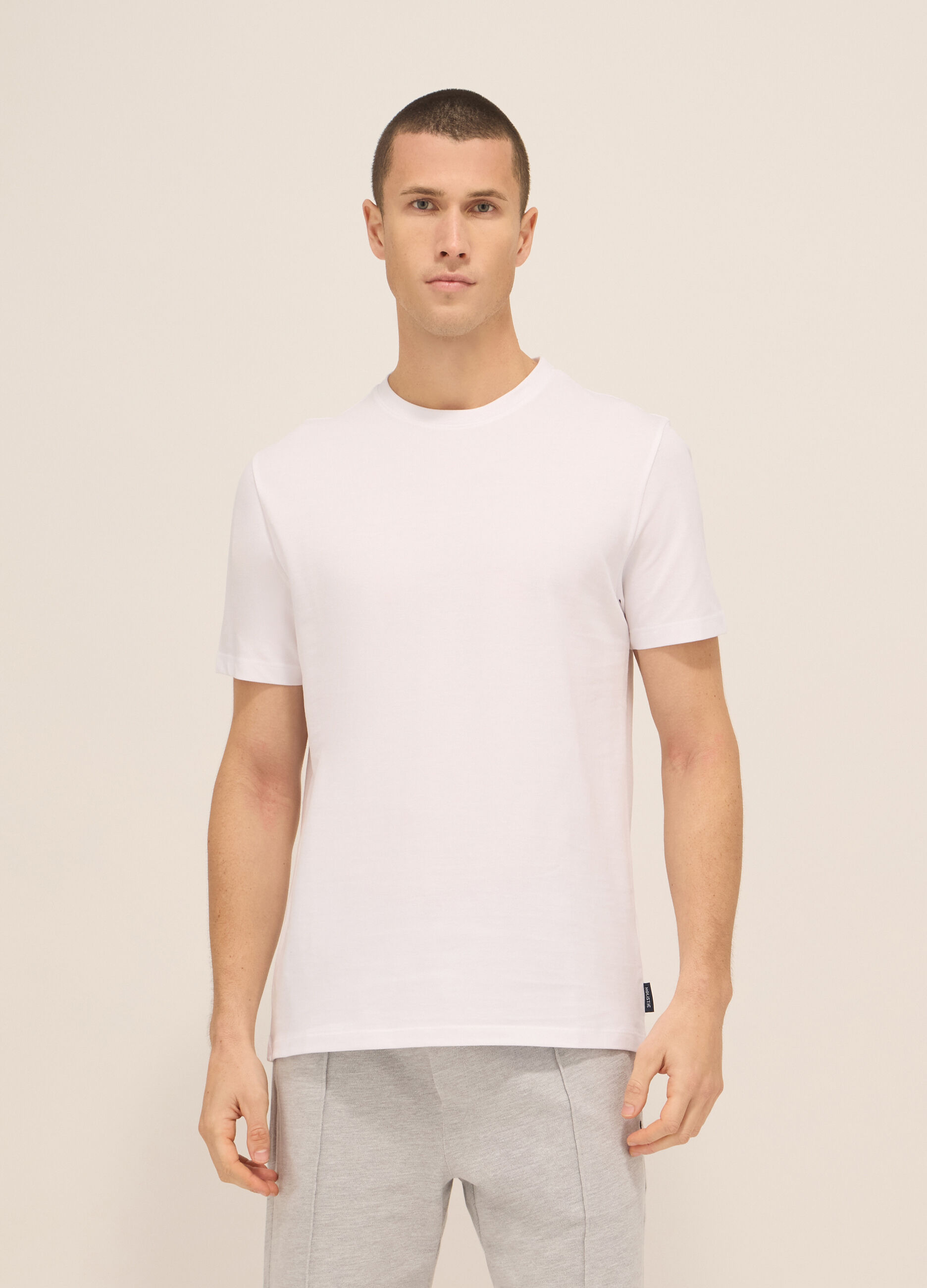 T-shirt girocollo in piquet di cotone uomo_0