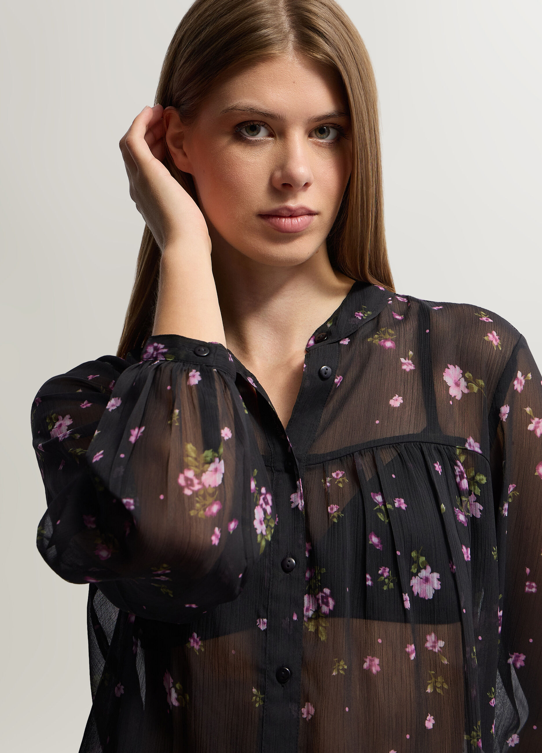 Camicia Fit Regular girocollo in chiffon donna_2