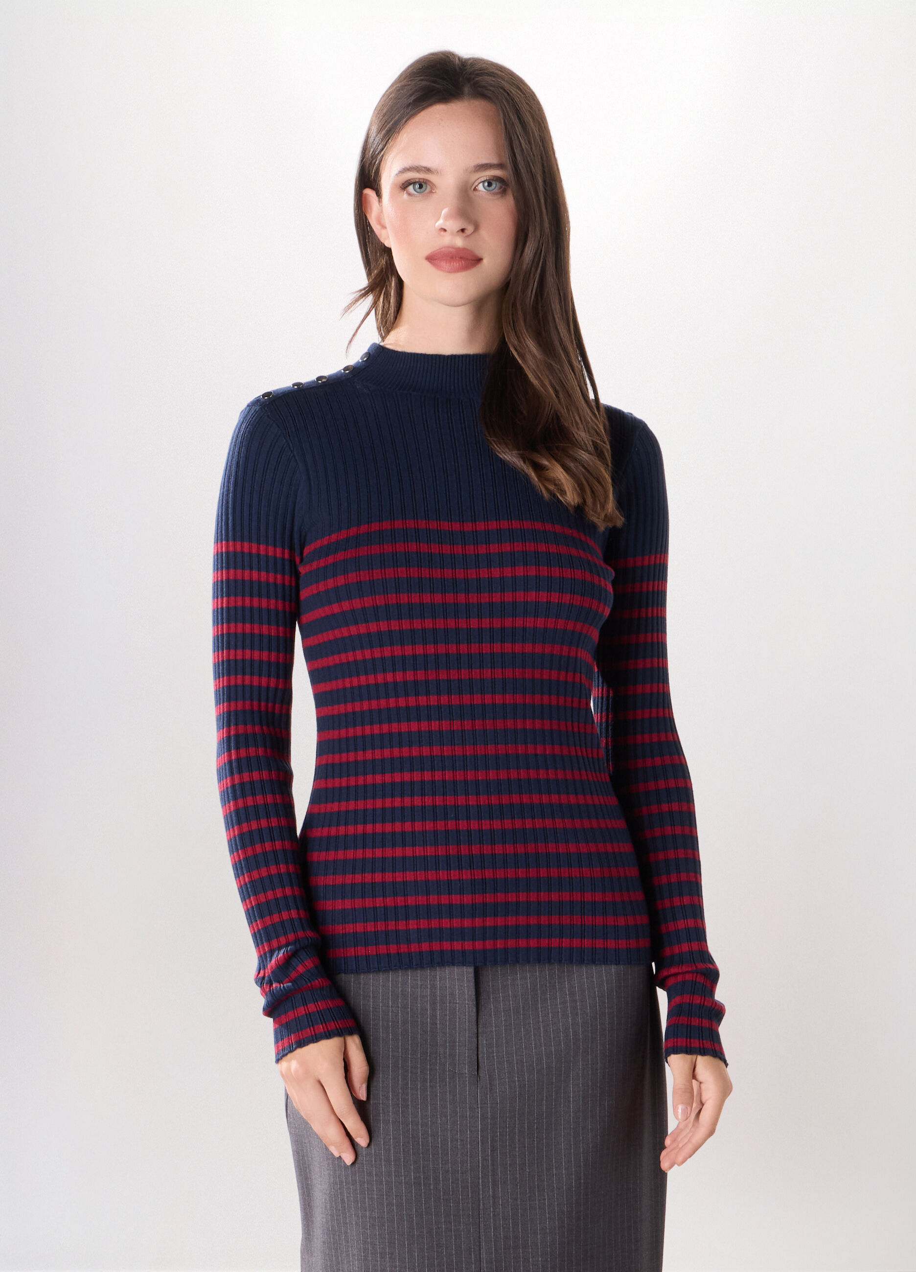T-shirt in costina misto viscosa donna_0