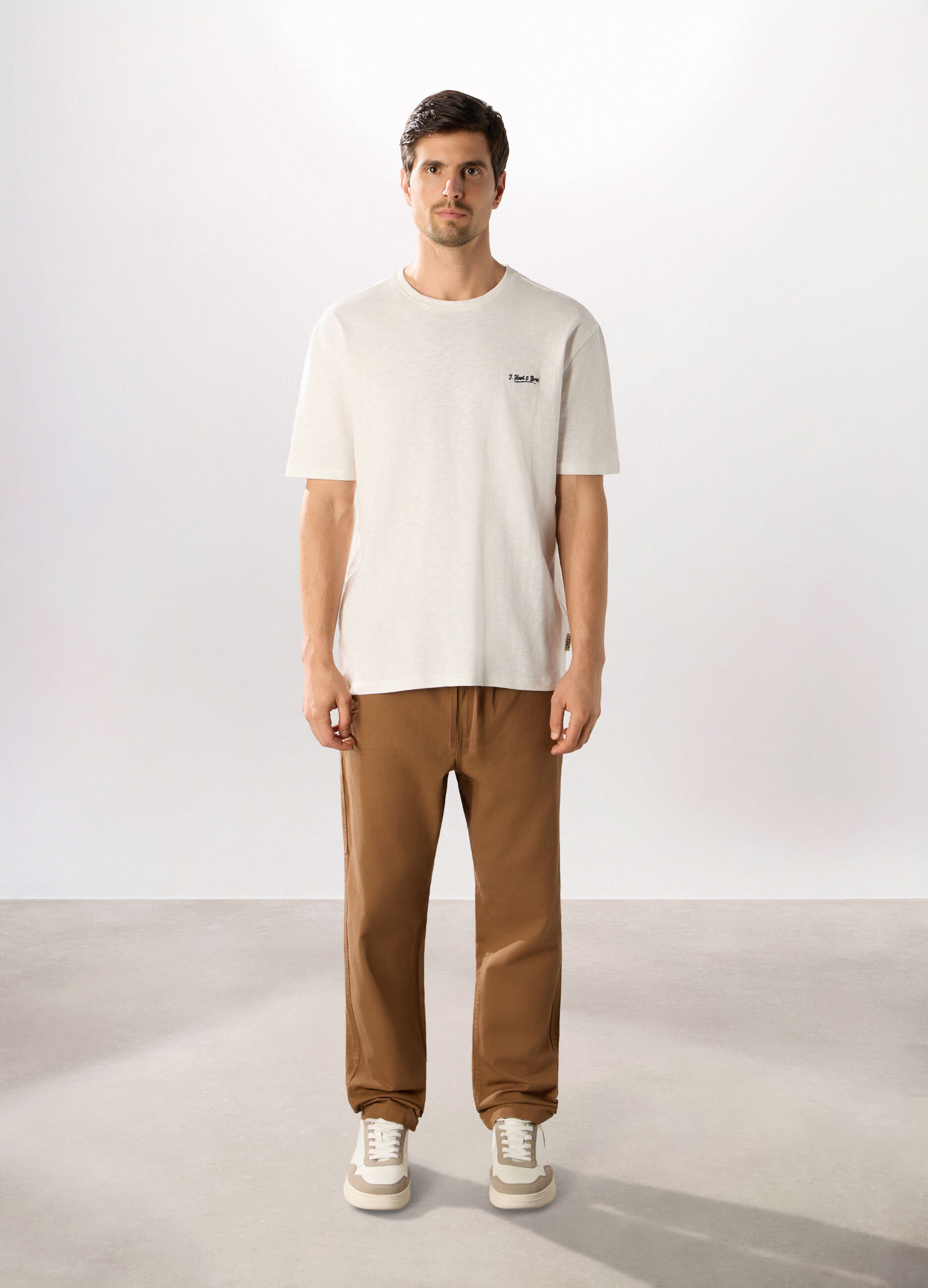 Jogger in twill di puro cotone uomo_0