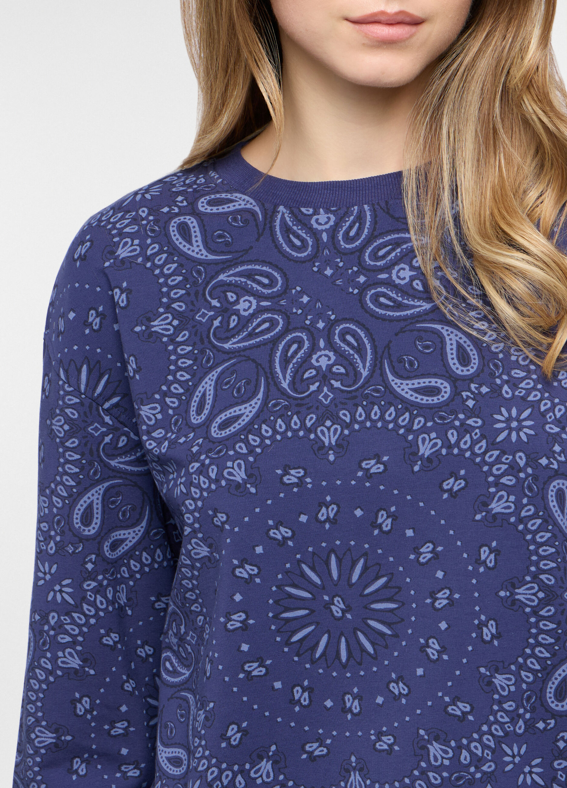 Felpa girocollo in french terry stretch donna_2