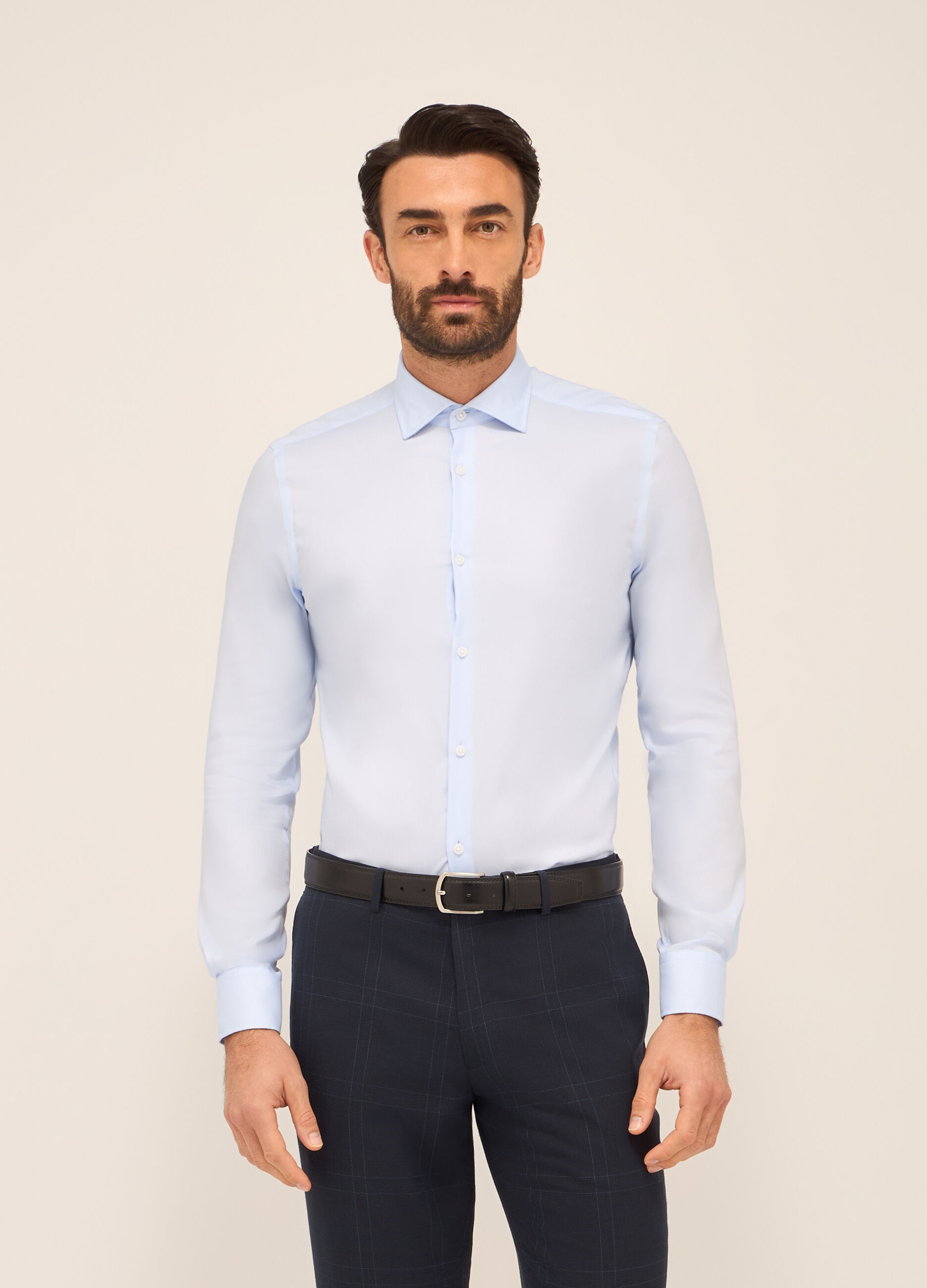 Camicia slim fit in puro cotone uomo_0