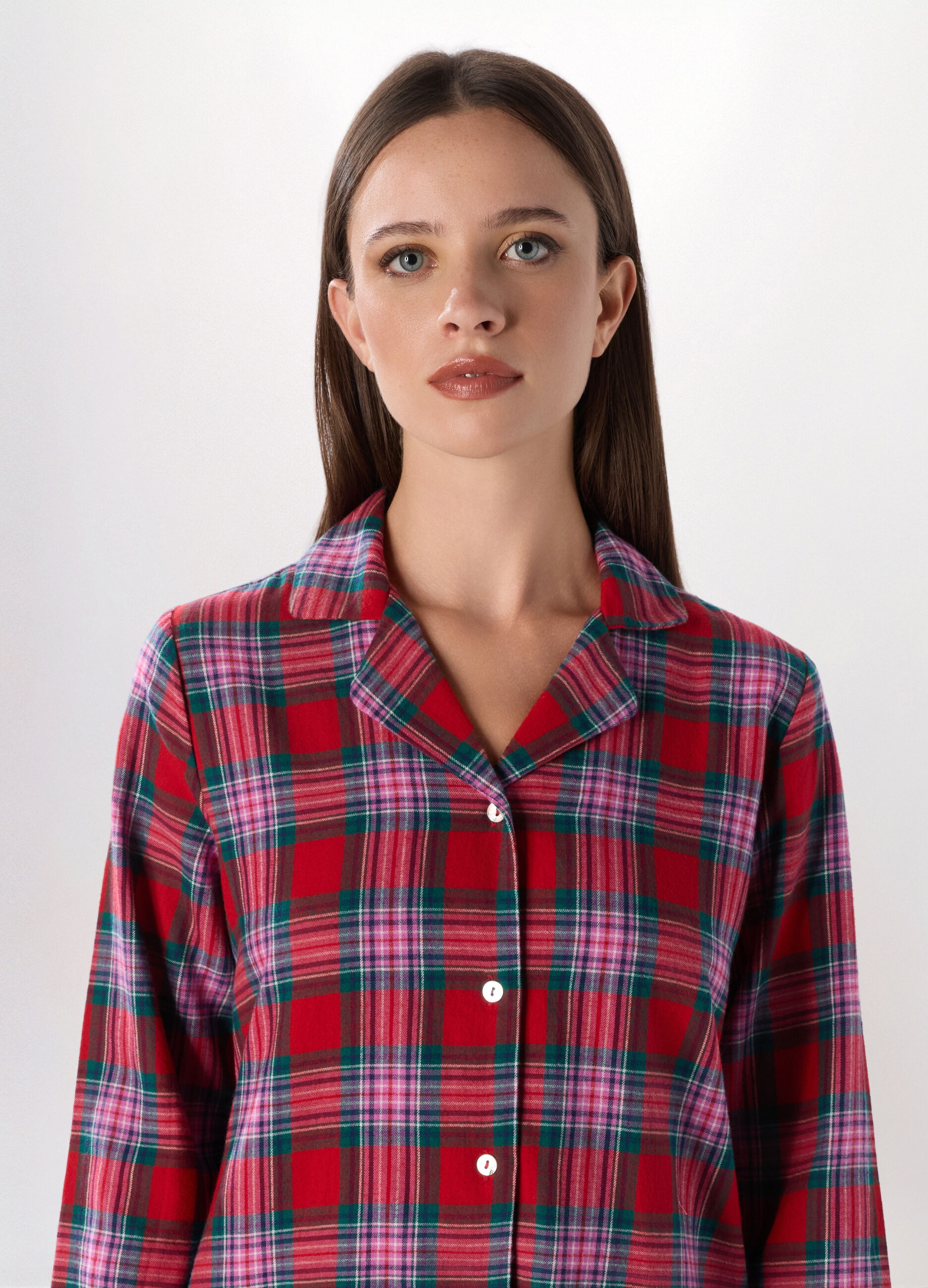Set pigiama in flanella di puro cotone a quadri donna_2