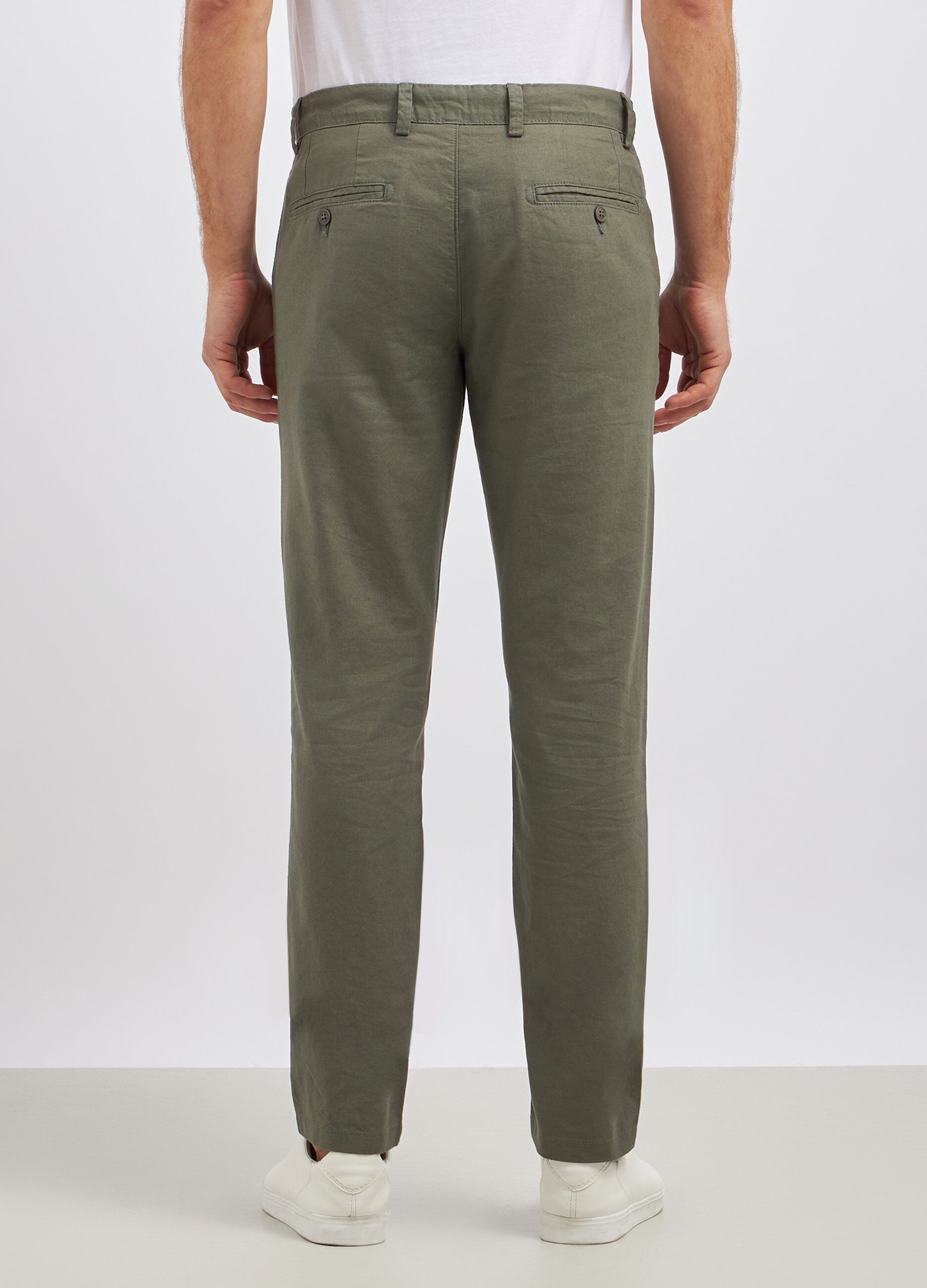 Pantaloni chino in misto lino uomo_1