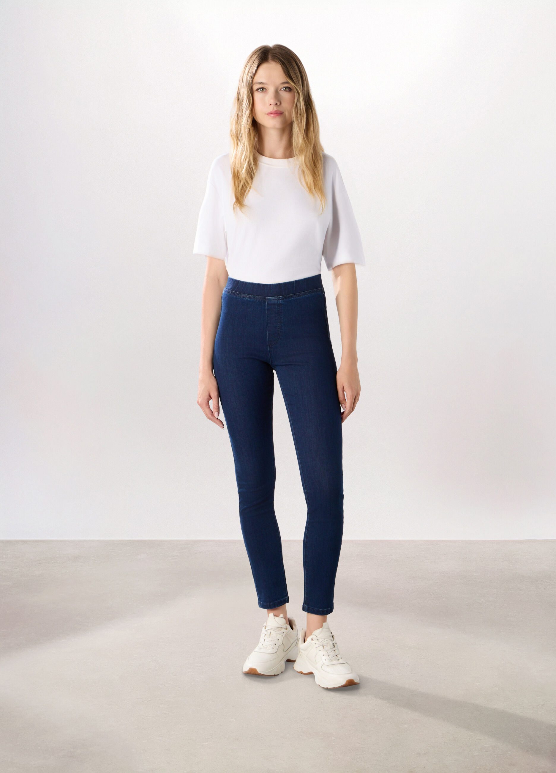 Jeggings in stretch denim misto cotone donna_0