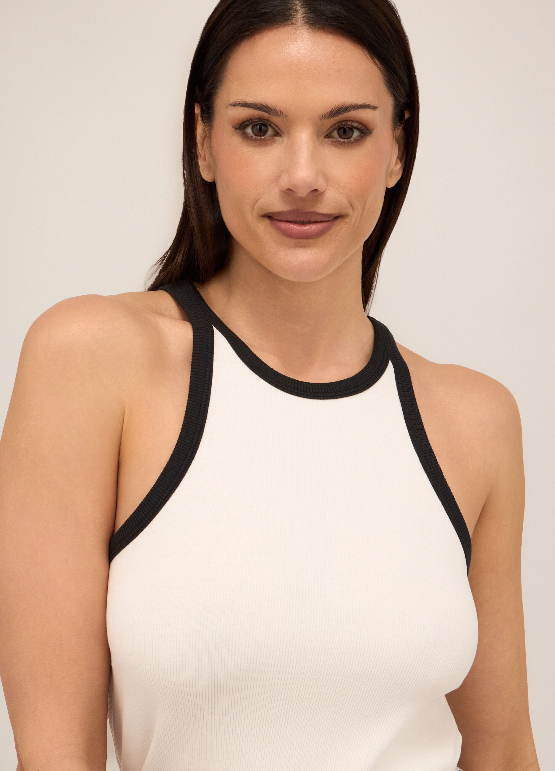 Canotta in costina di cotone stretch donna_2