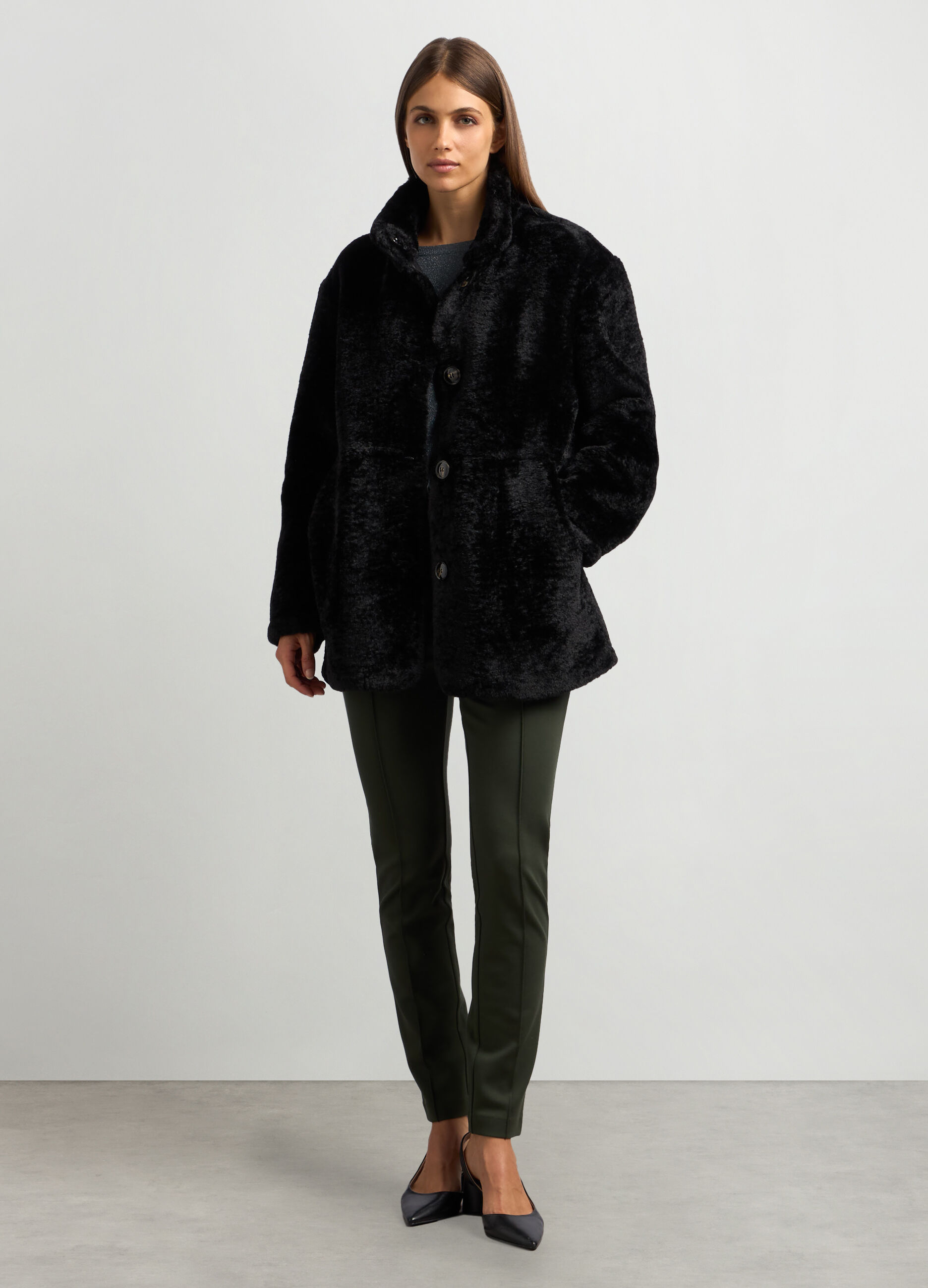 Pelliccia in fake fur a collo alto donna_0
