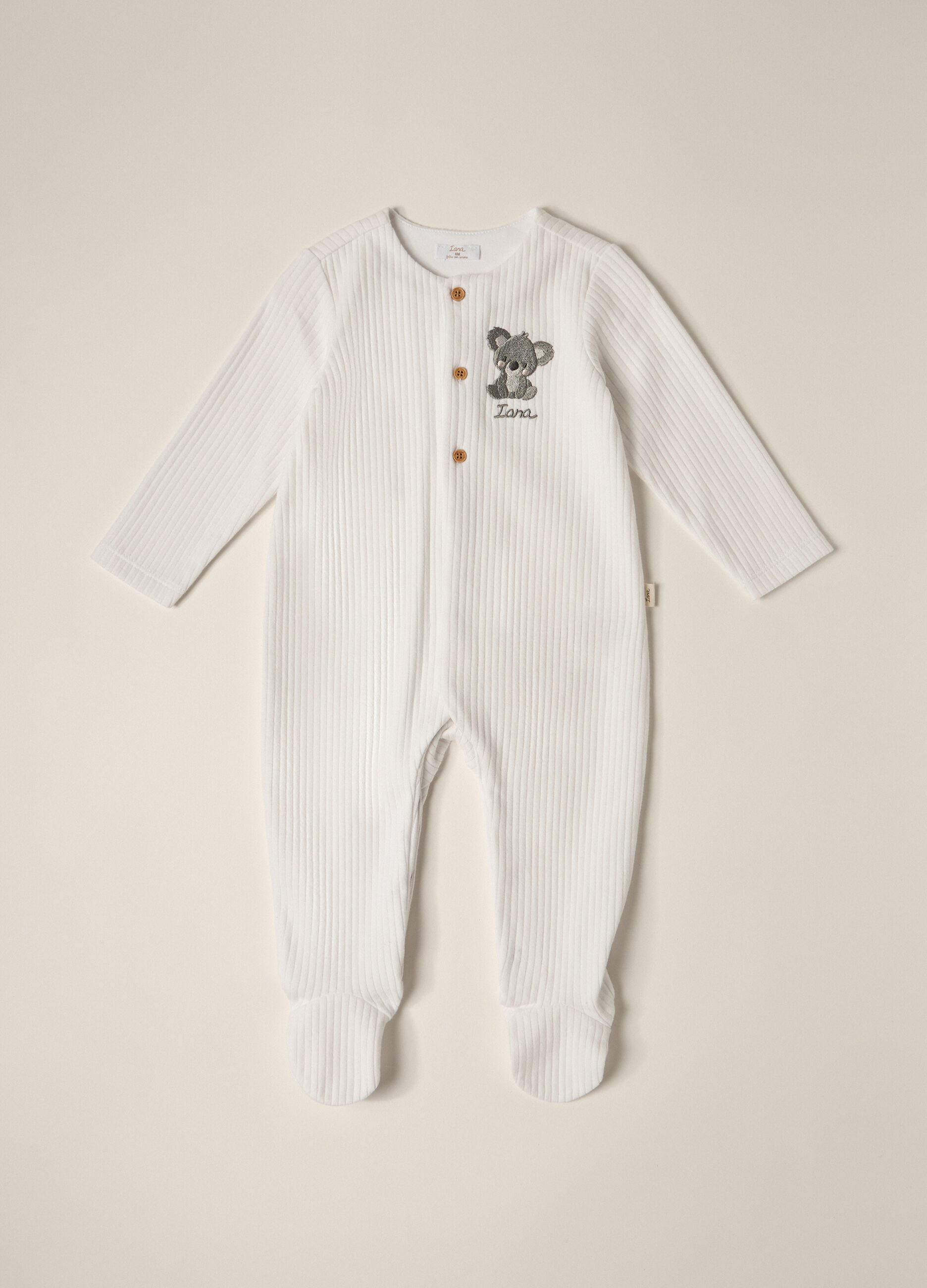 Tutina in costina di puro cotone IANA neonato_0