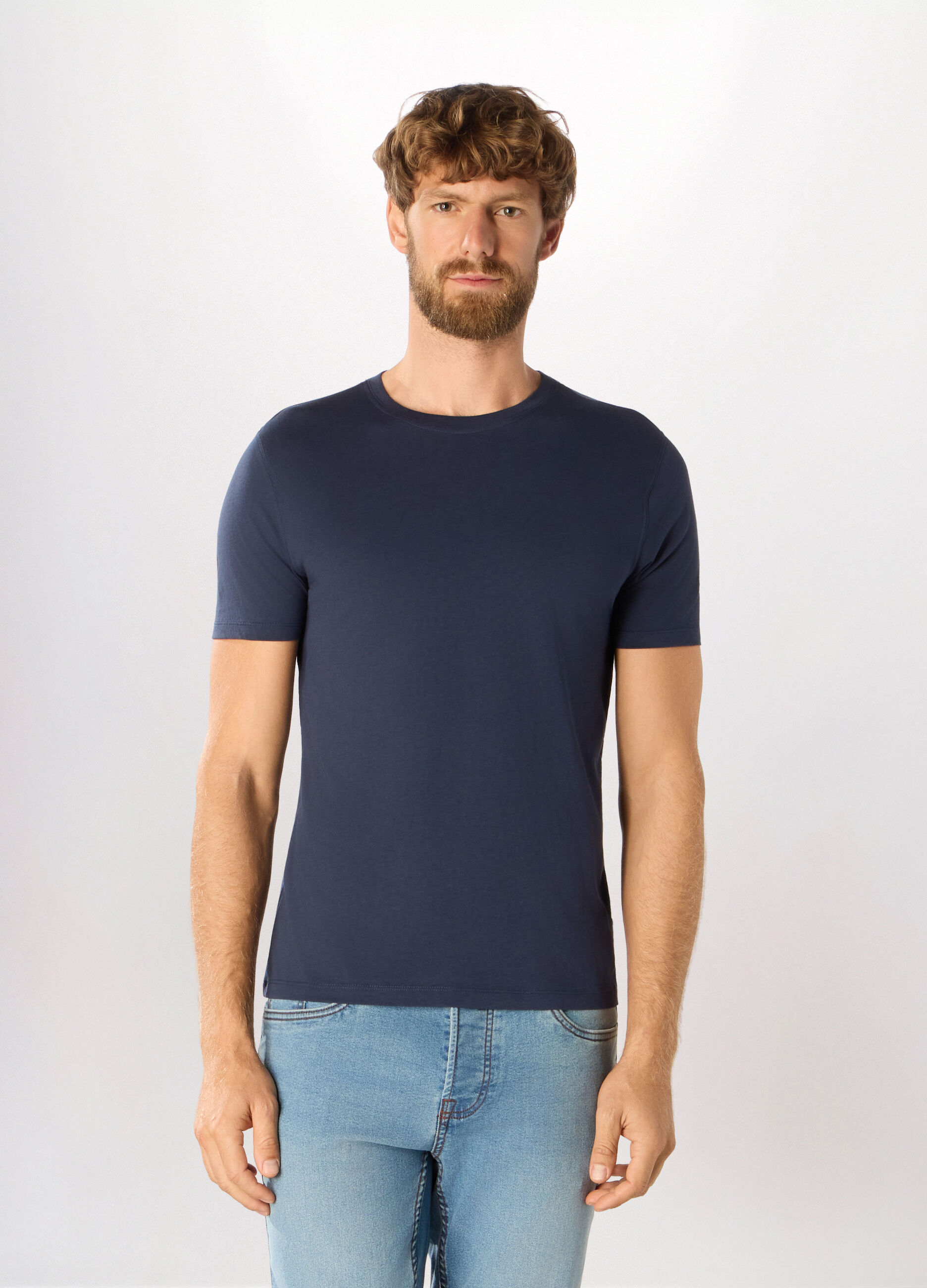 T-shirt girocollo slim fit in cotone uomo_0