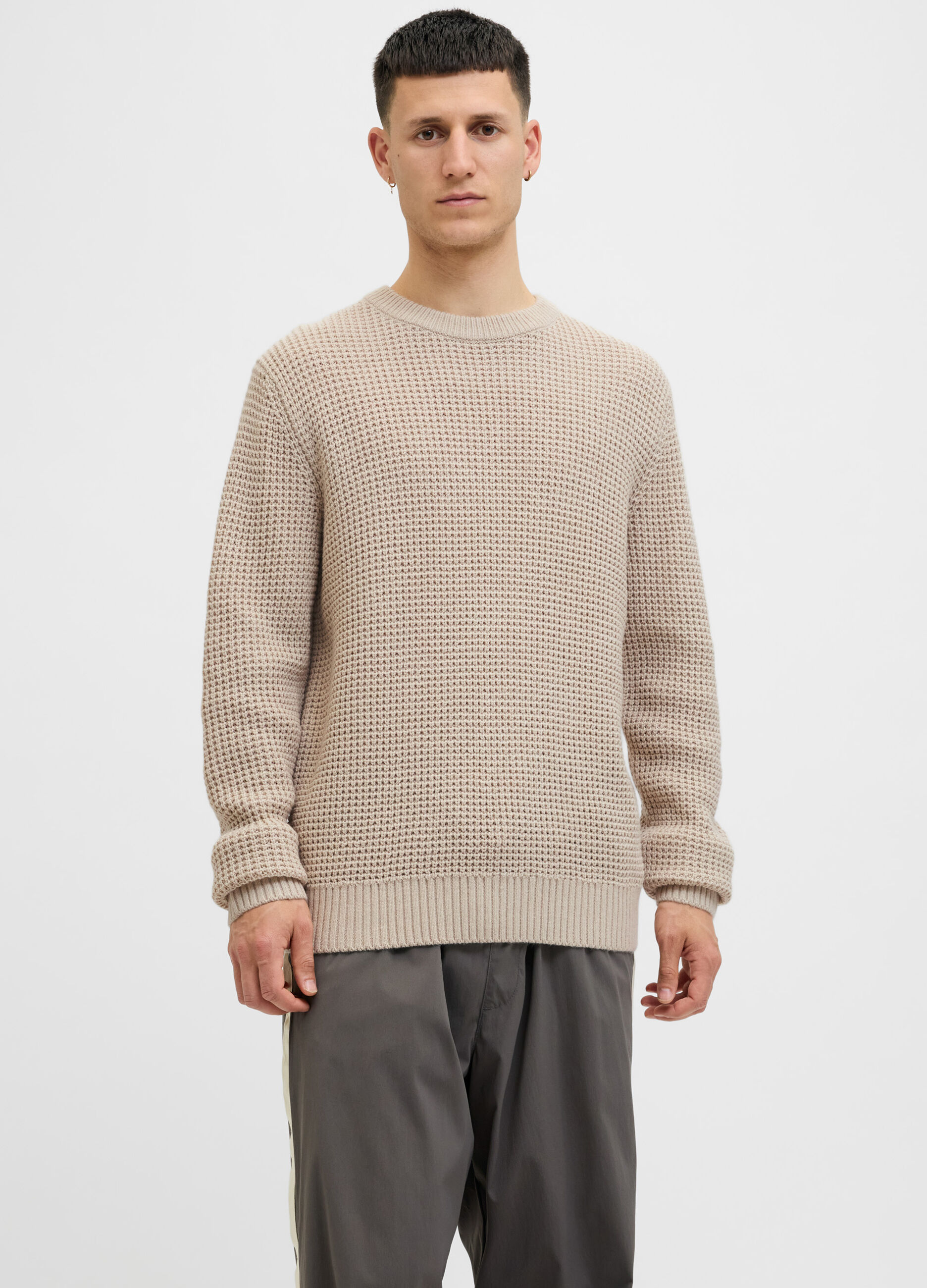 Maglione con lavorazione in rilievo uomo_0