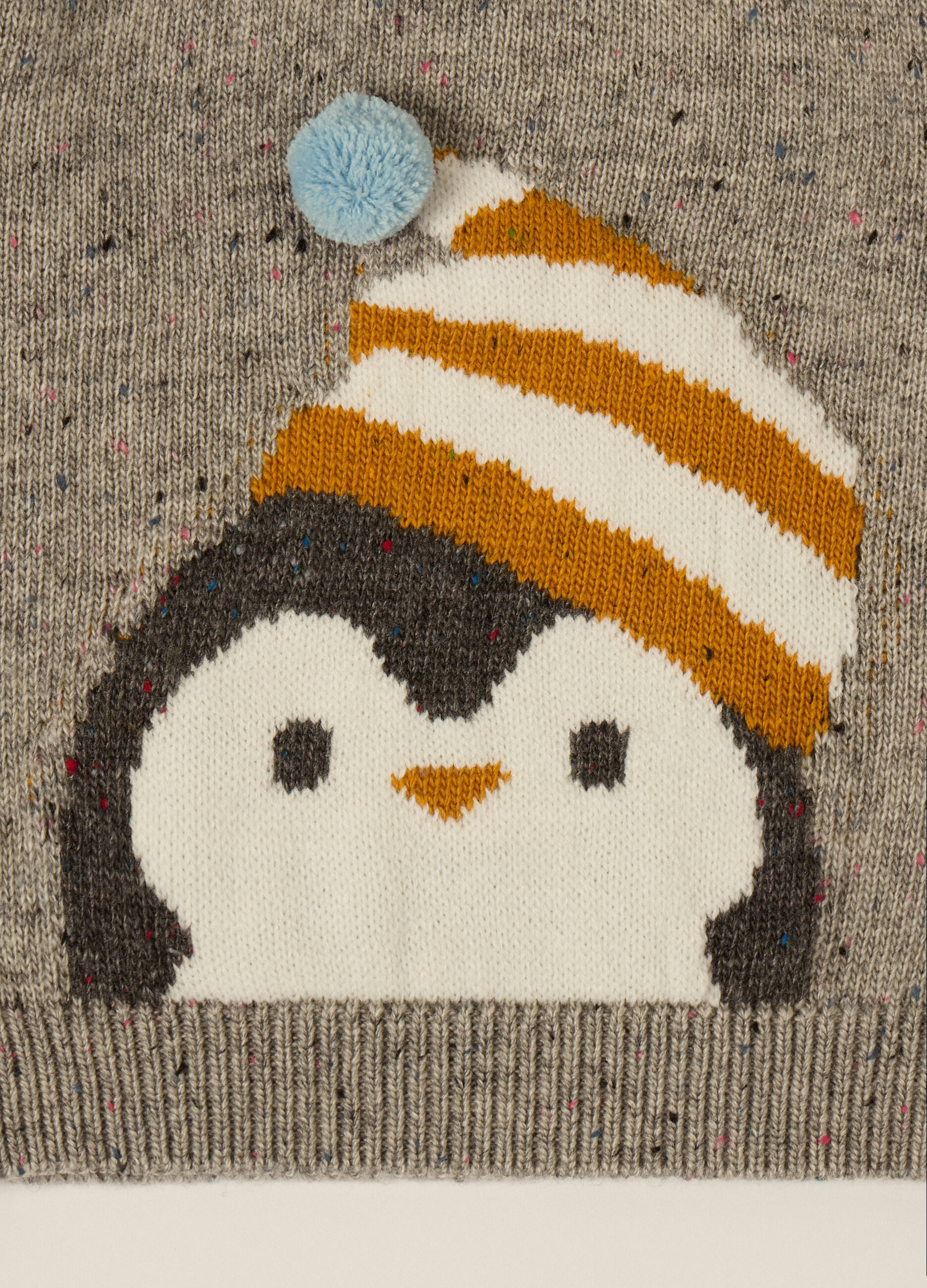 Maglione grigio con pinguino per neonato_3