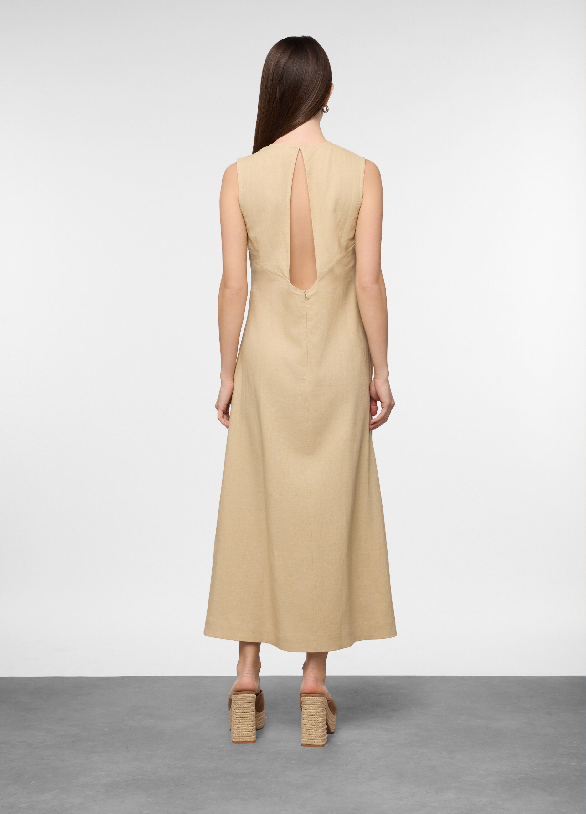 Vestito lungo misto lino donna_1