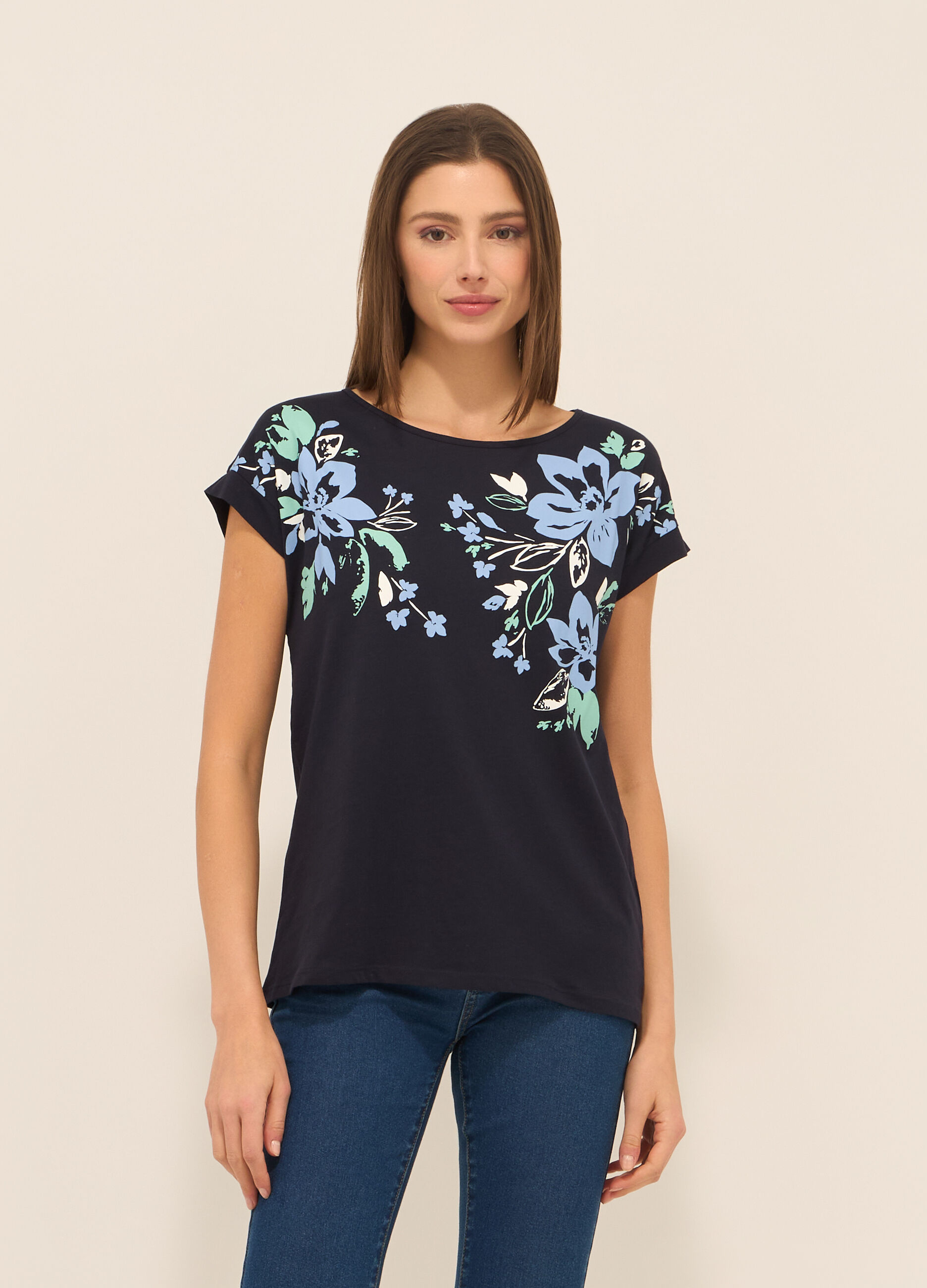 T-shirt in jersey di puro cotone donna_0