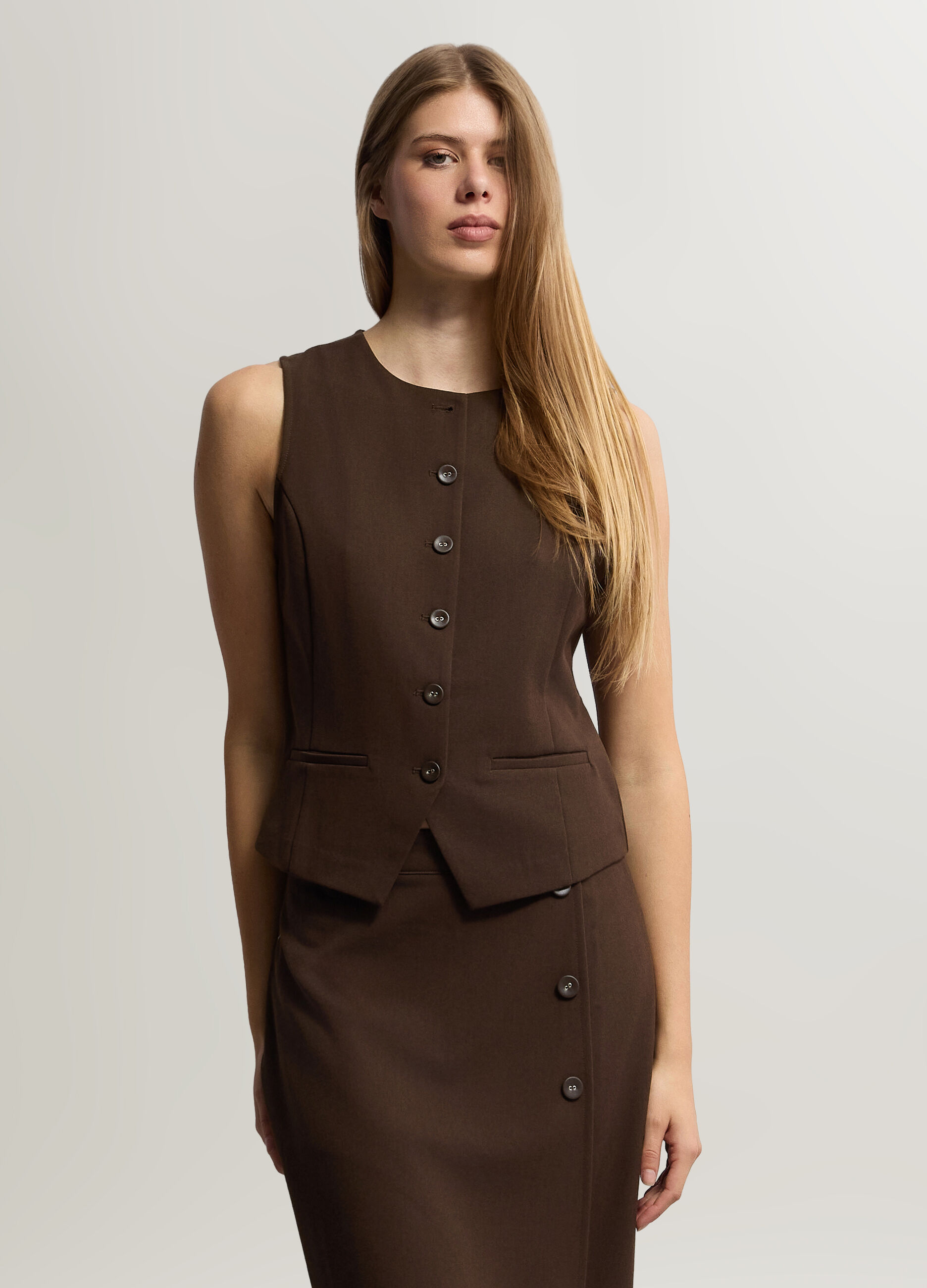 Gilet girocollo stretch donna_0