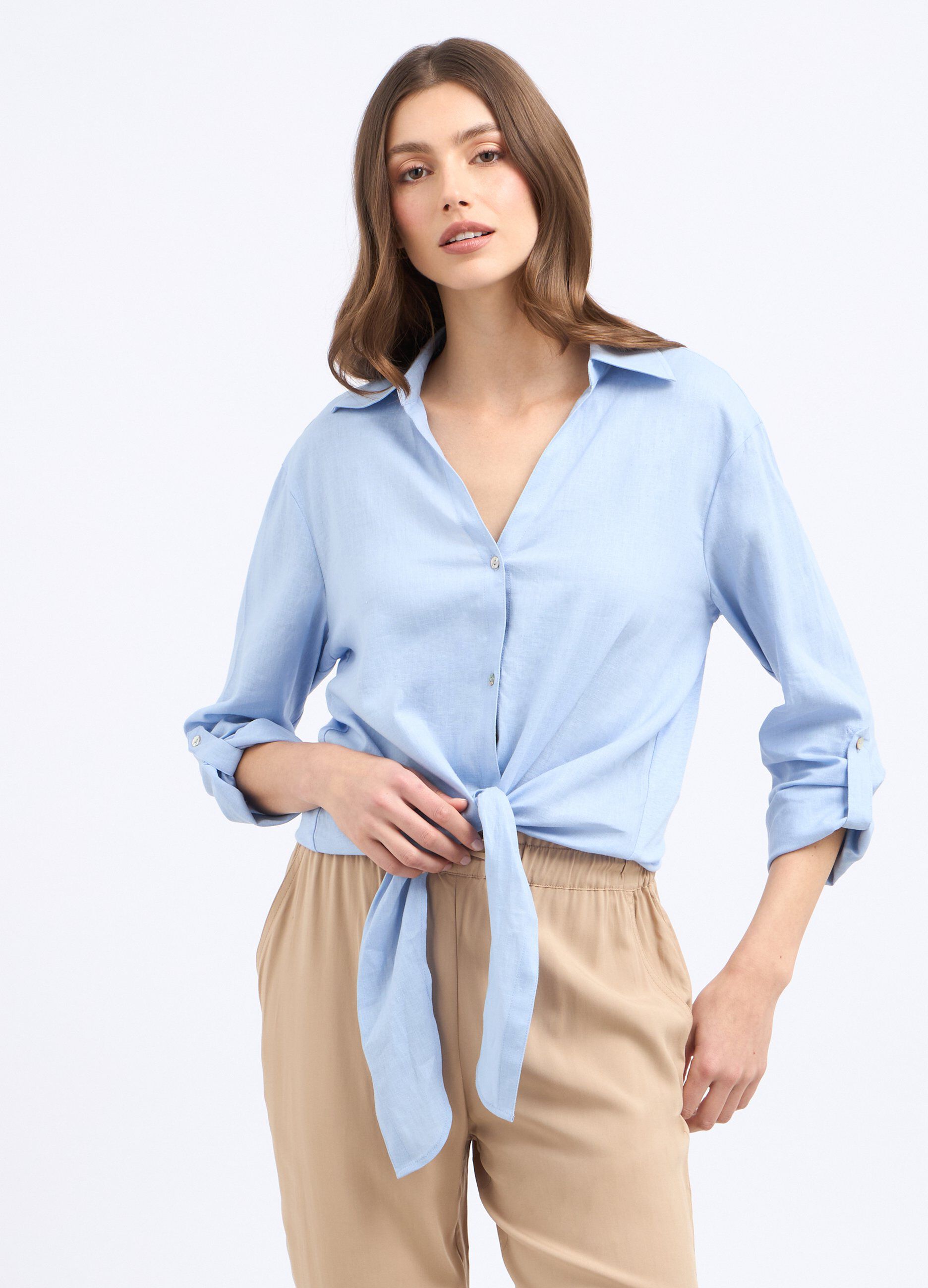Camicia in misto lino donna
