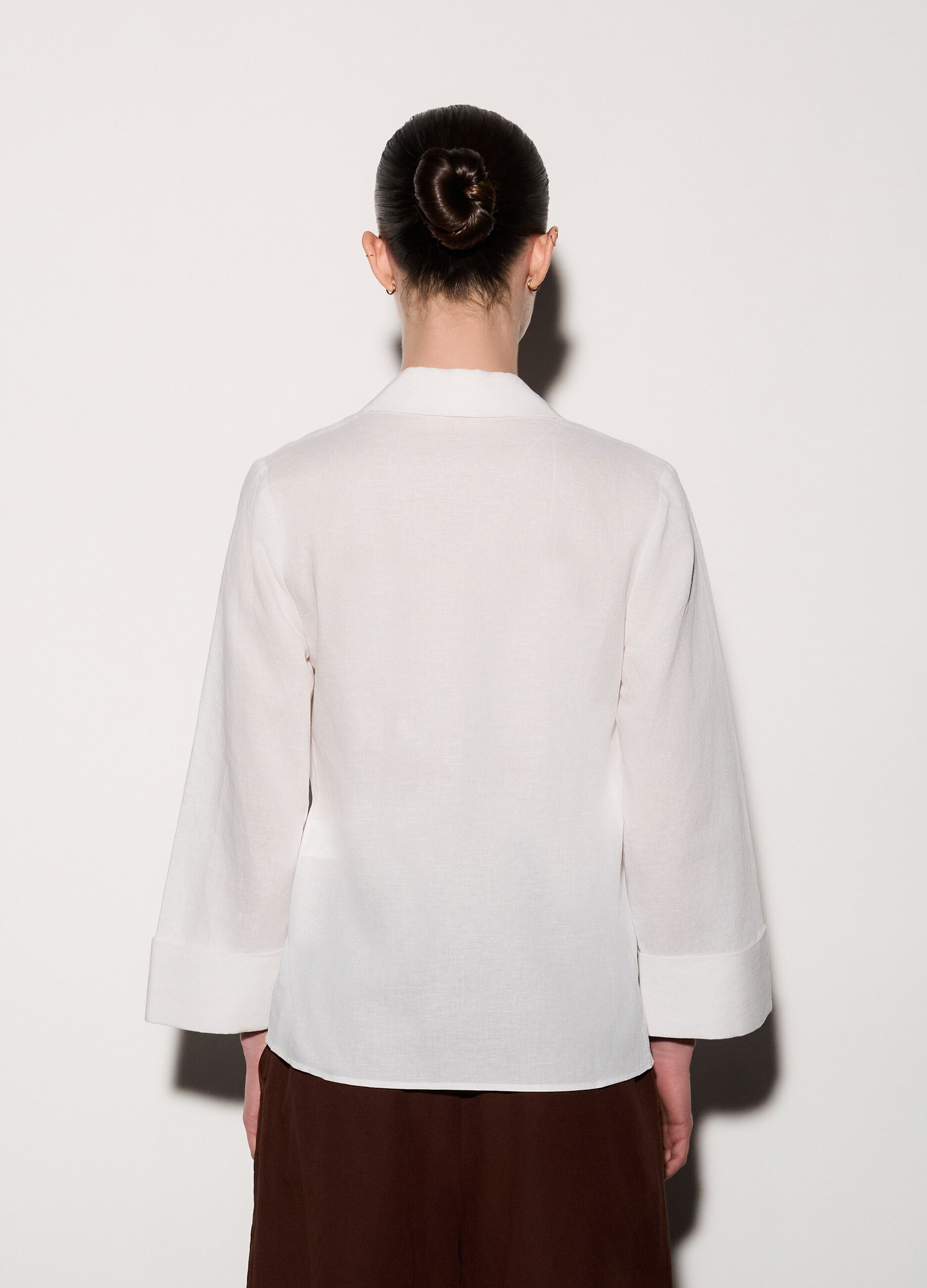 Camicia incrociata misto lino donna_2