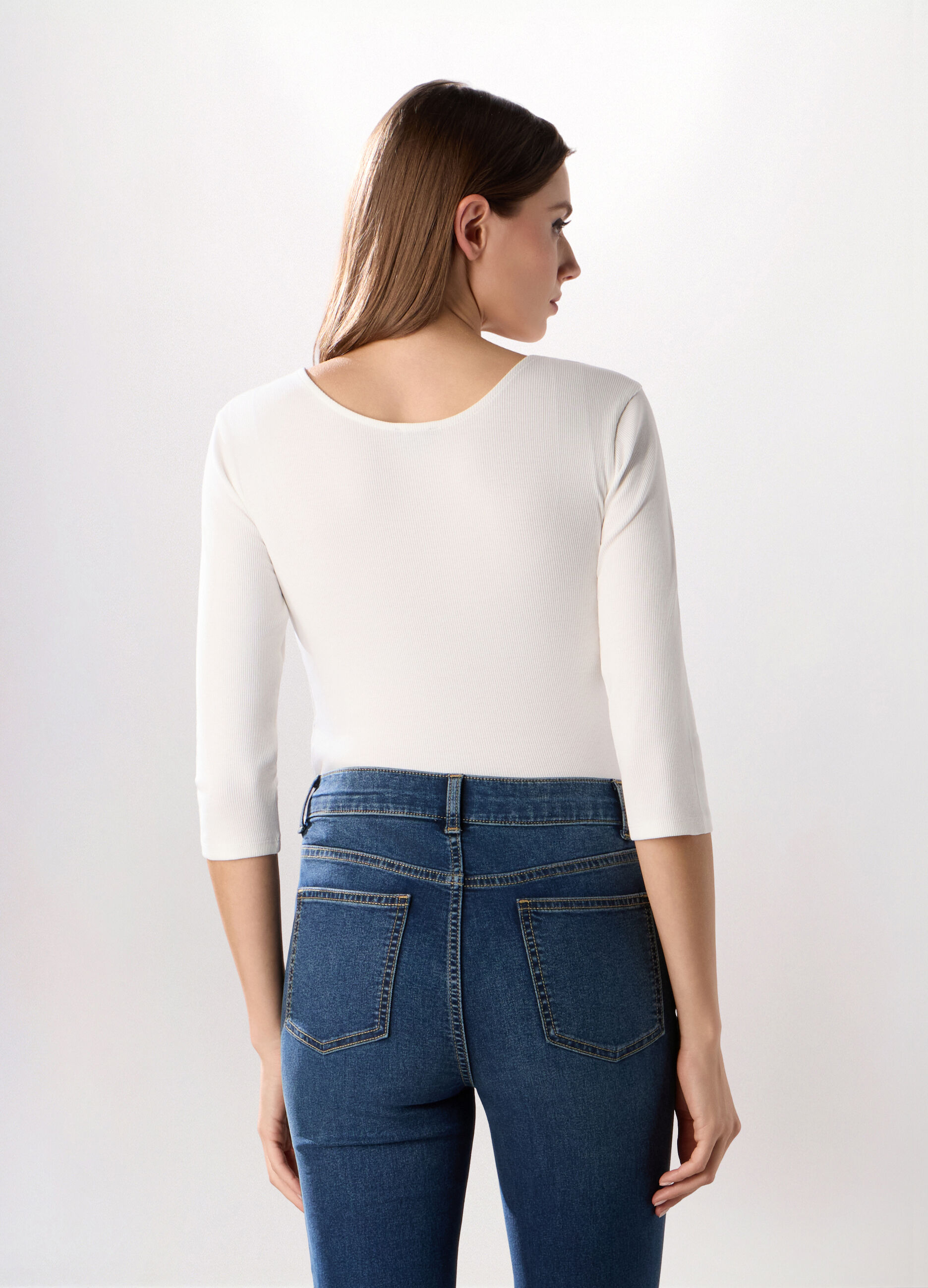 Body in costina di cotone stretch donna_1