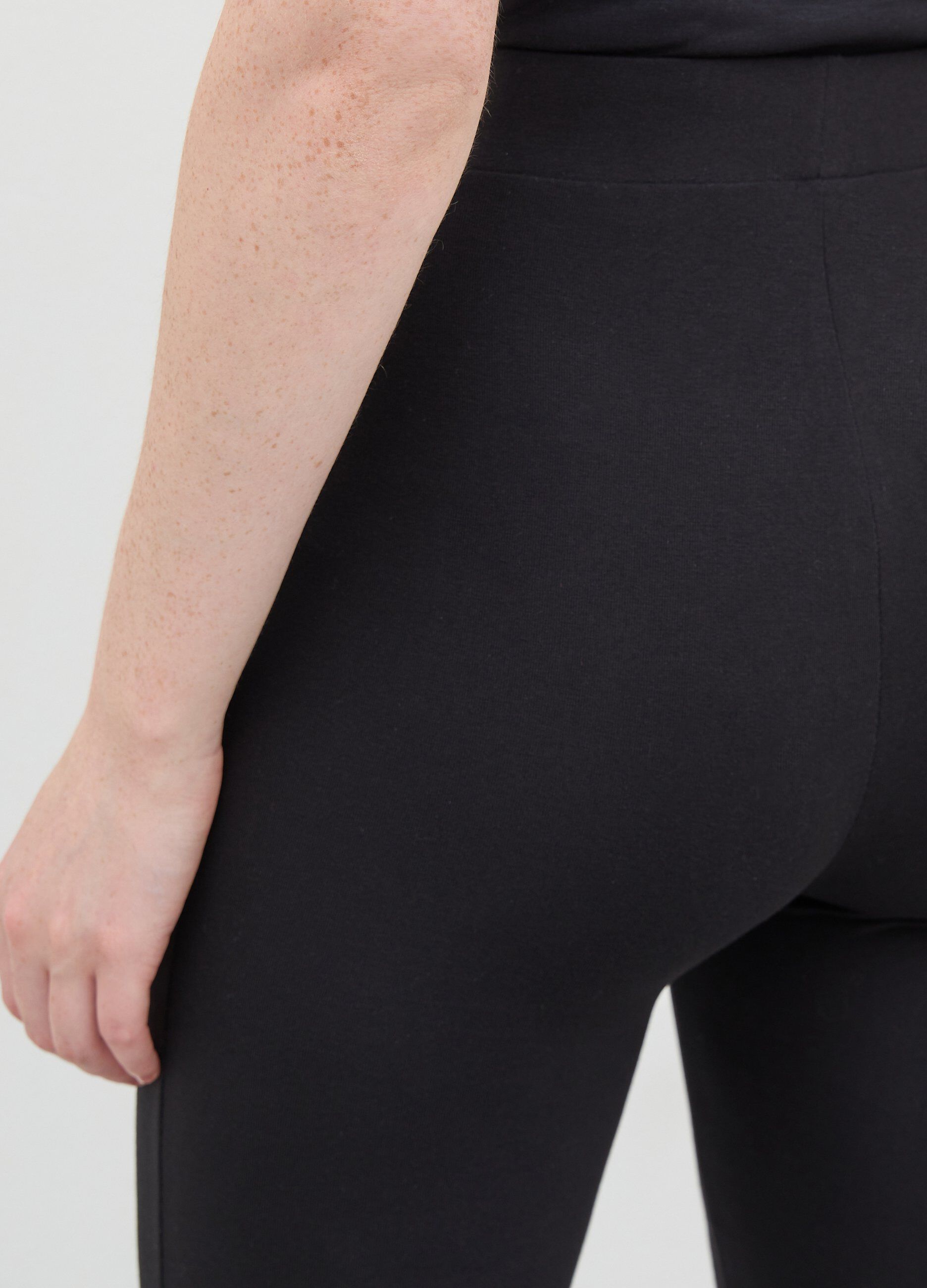 Leggings a tinta unita in cotone elasticizzato donna_2