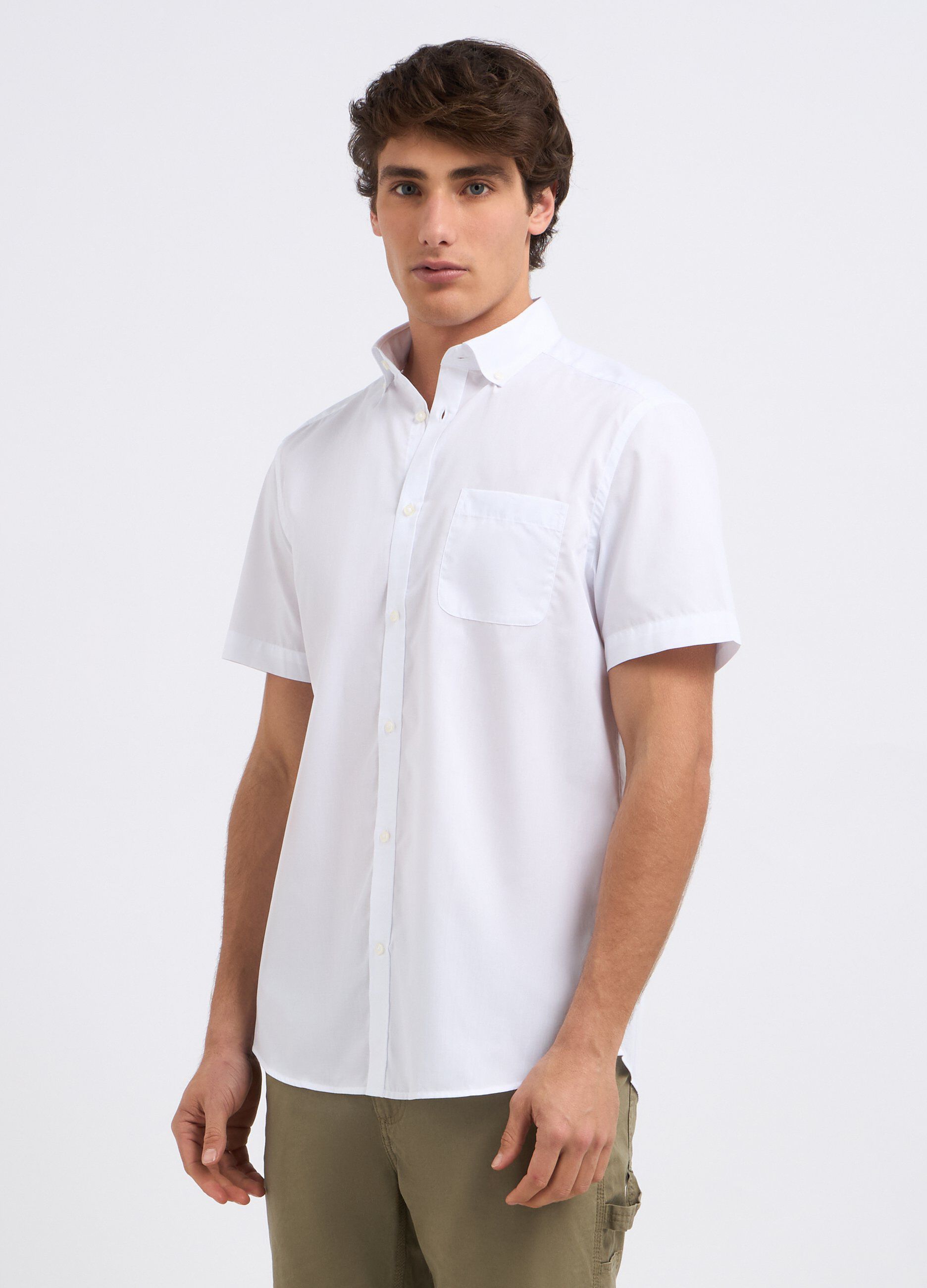 Camicia a maniche corte in misto cotone uomo_0
