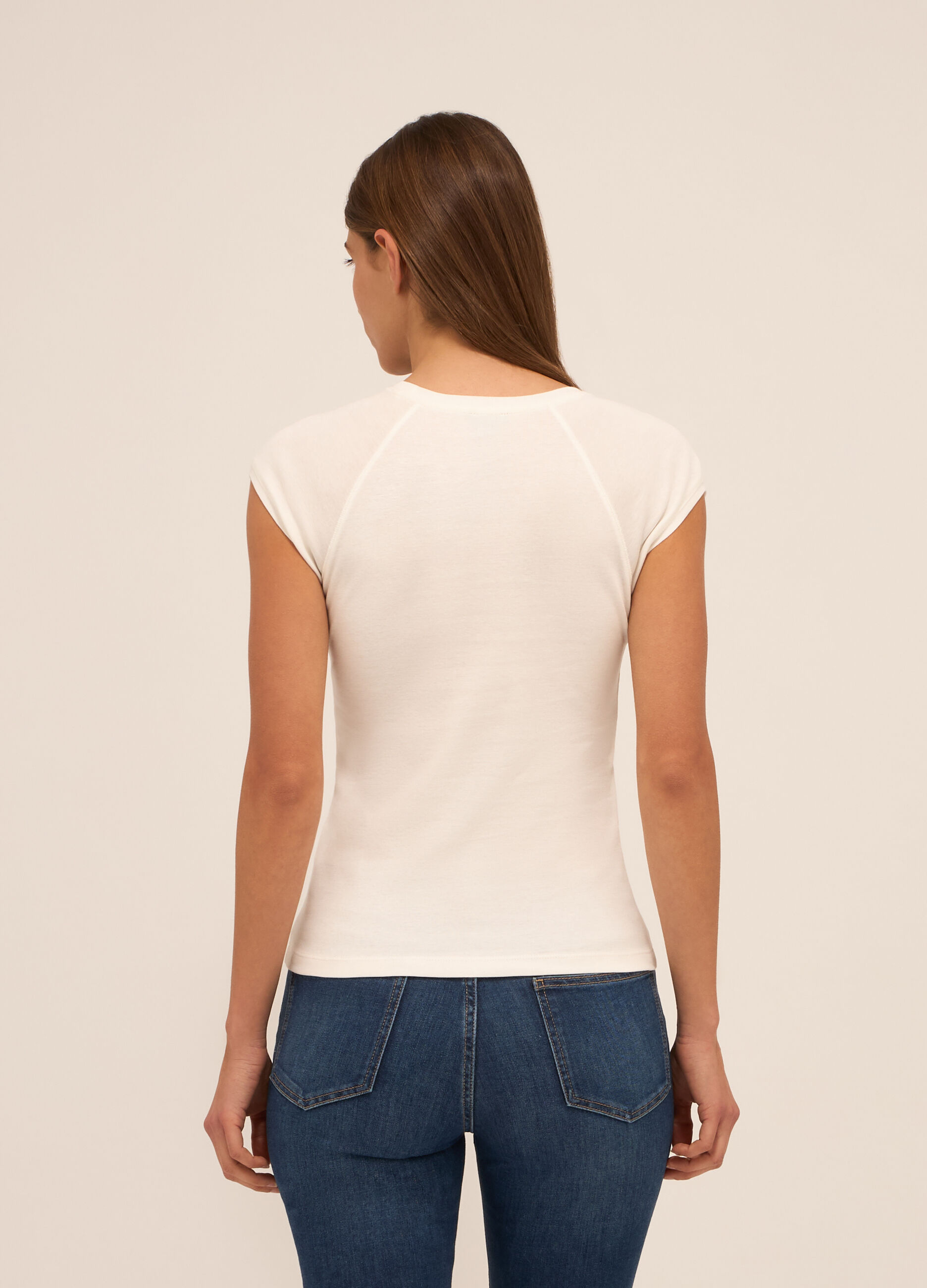 T-shirt a maniche corte in puro cotone donna_1