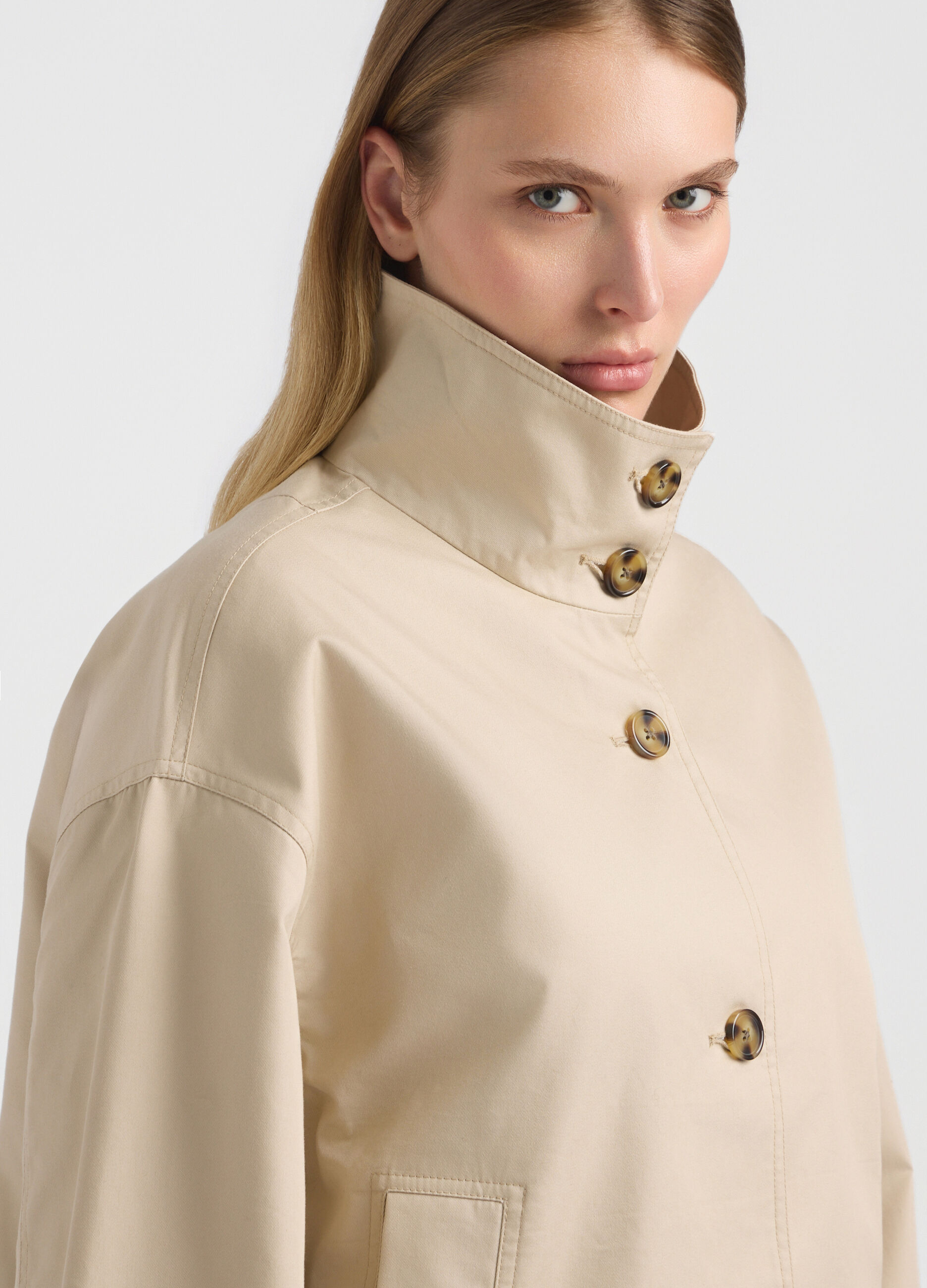 Trench corto misto cotone donna_3