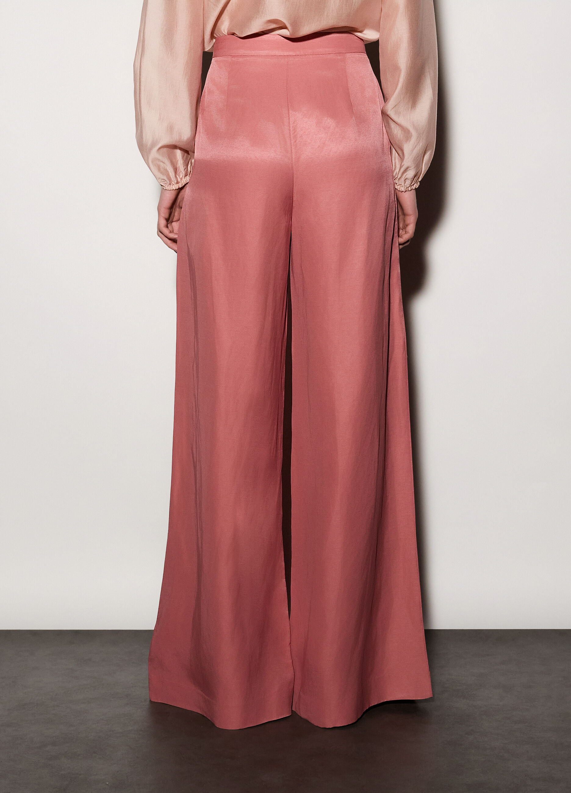 Pantaloni palazzo regular fit misto lino donna_2