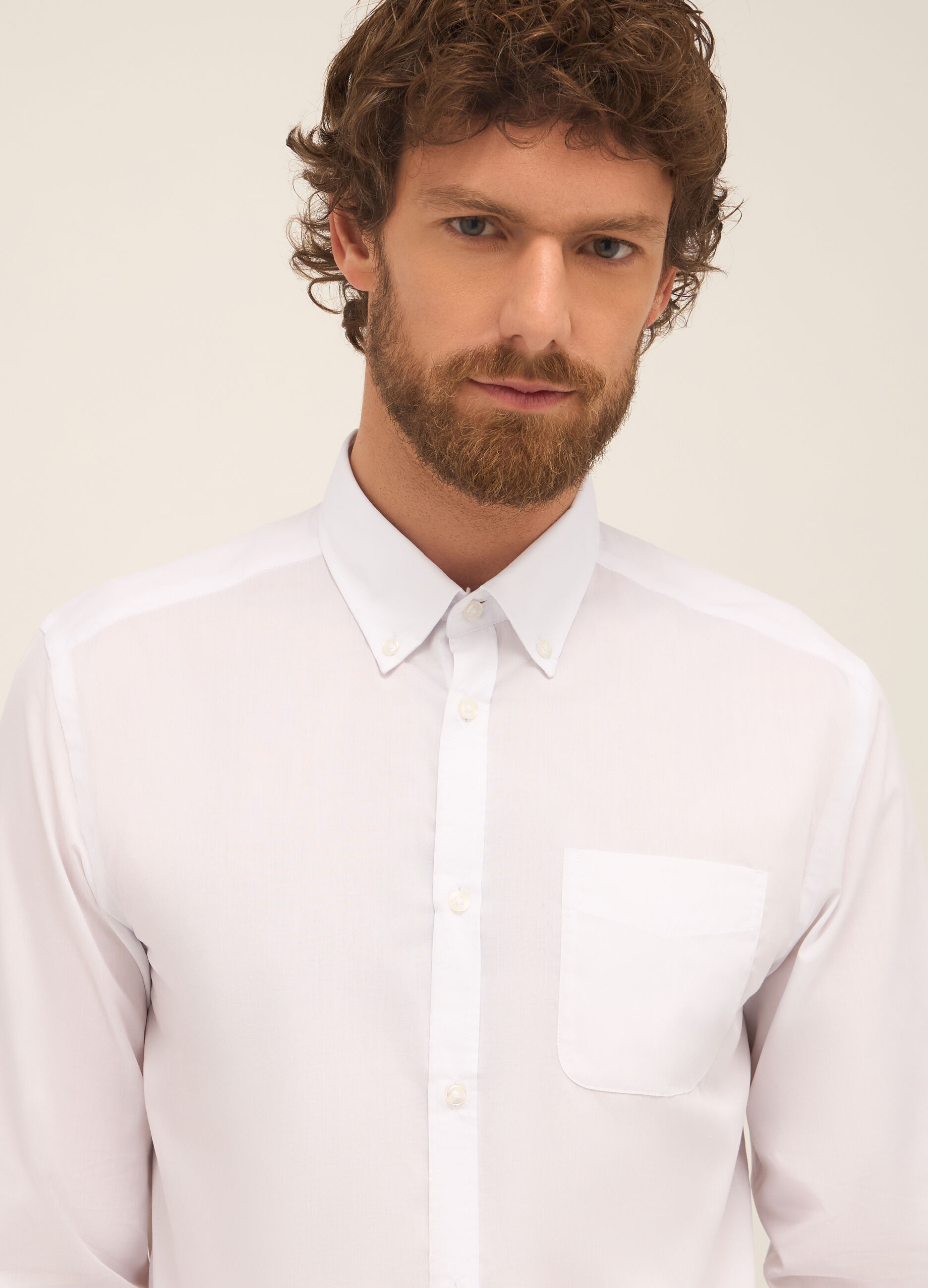 Camicia slim fit button-down in misto cotone uomo_2