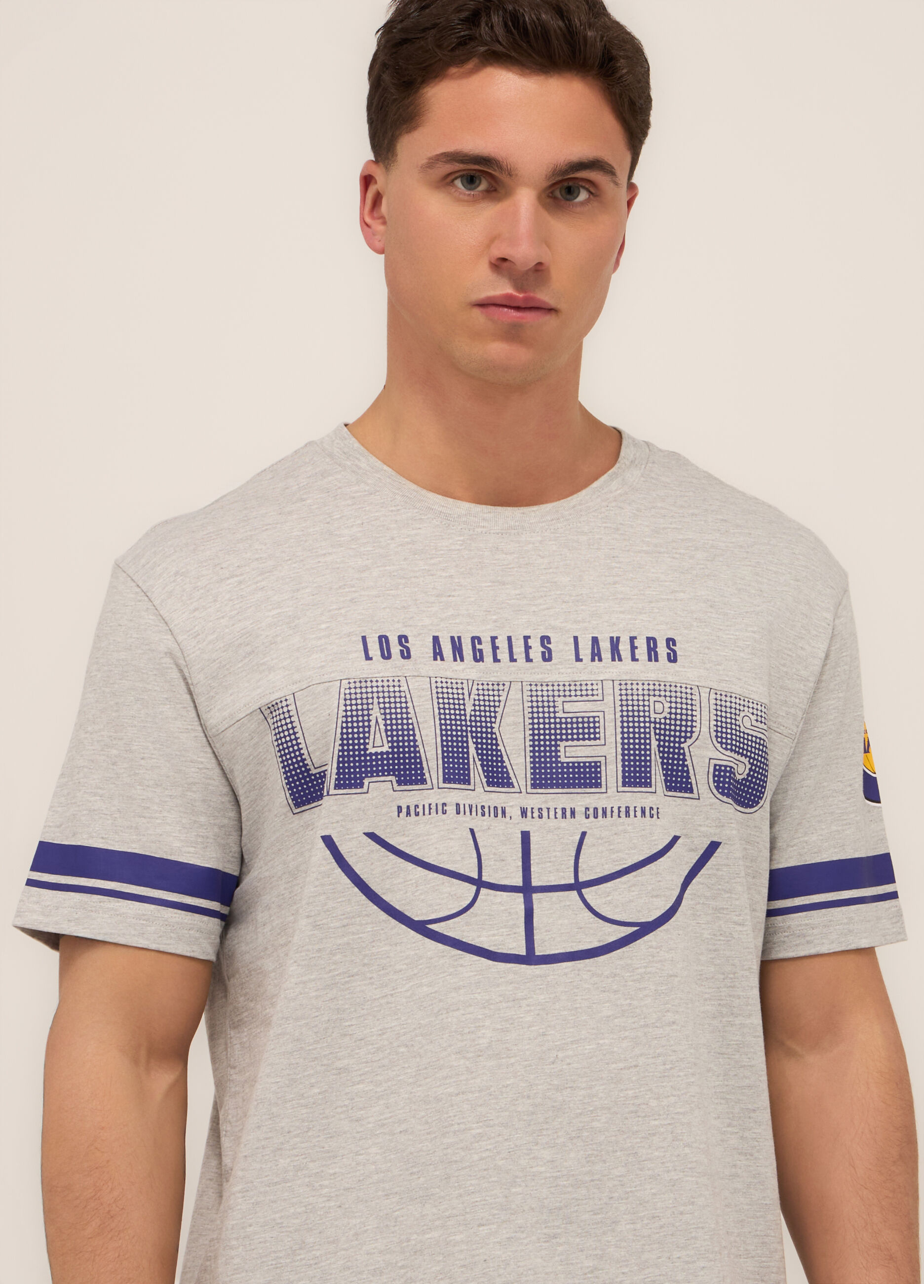 T-shirt basketball in jersey misto cotone uomo